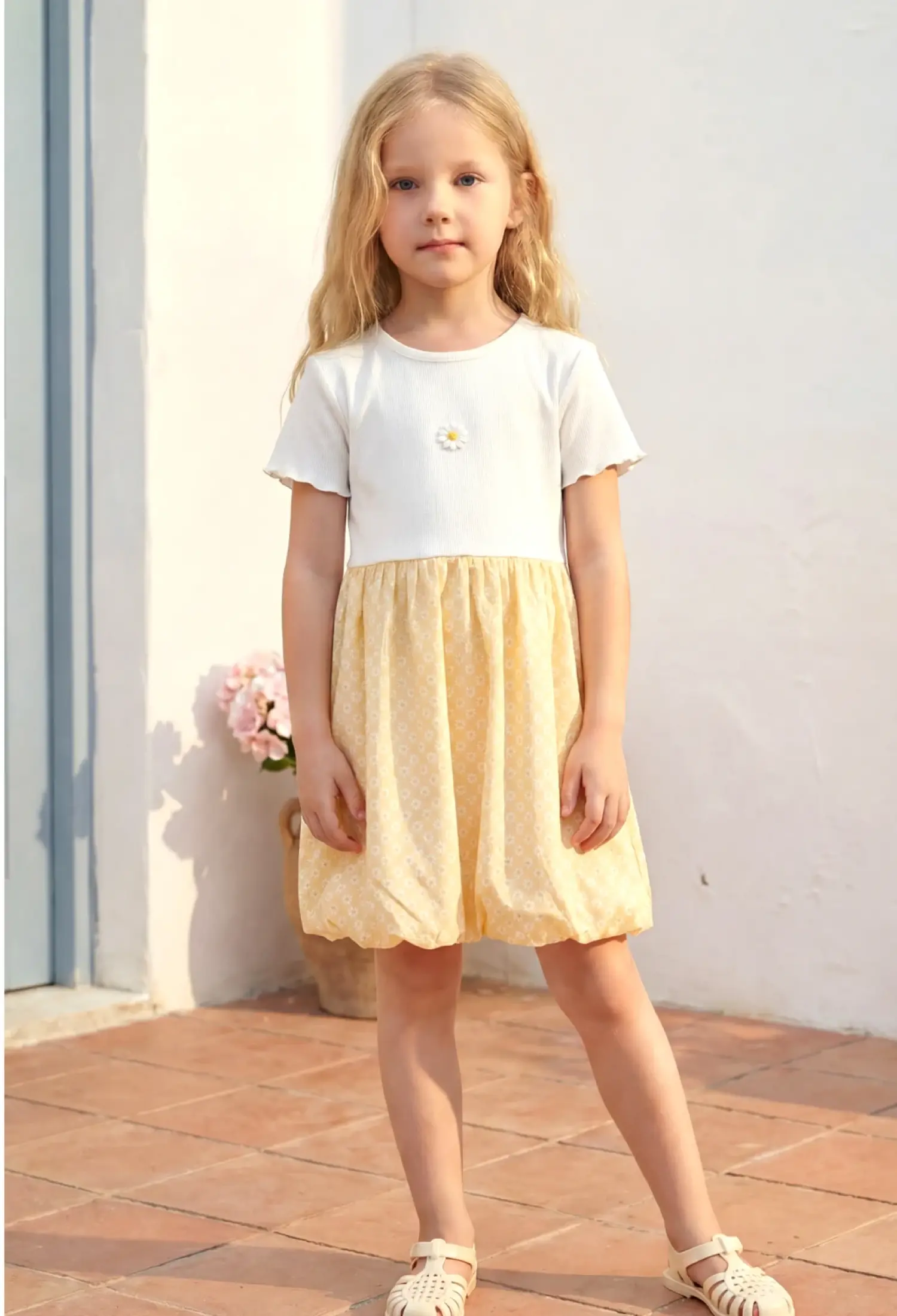 Girls Embroidery Detail Balloon Skirt Dress (3-7 Years) - 26103 - Brand: Miniloox - Kids & Bby Clothes From Peralane Kids Turkey