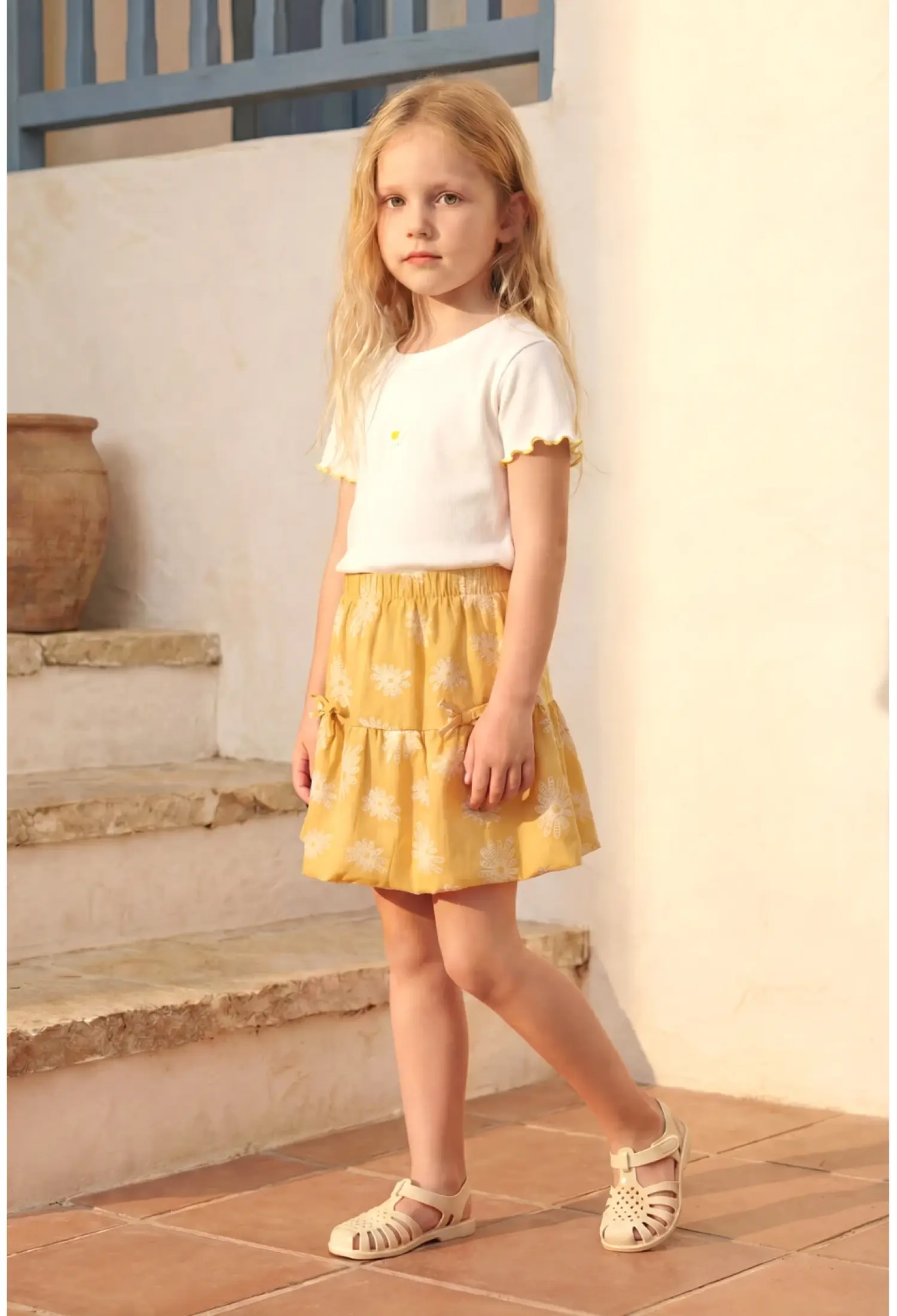 Girls Embroidery Detail T-Shirt Balloon Skirt Set (3-7 Years) - 26107 - Brand: Miniloox - Kids & Bby Clothes From Peralane Kids Turkey