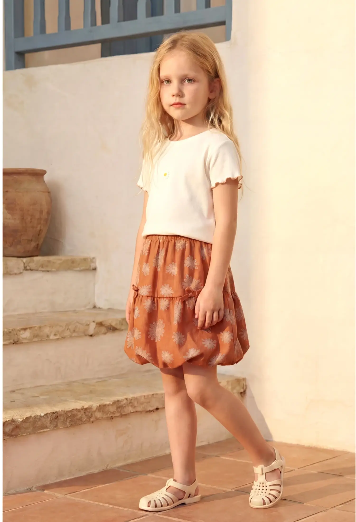 Girls Embroidery Detail T-Shirt Balloon Skirt Set (3-7 Years) - 26107 - Brand: Miniloox - Kids & Bby Clothes From Peralane Kids Turkey