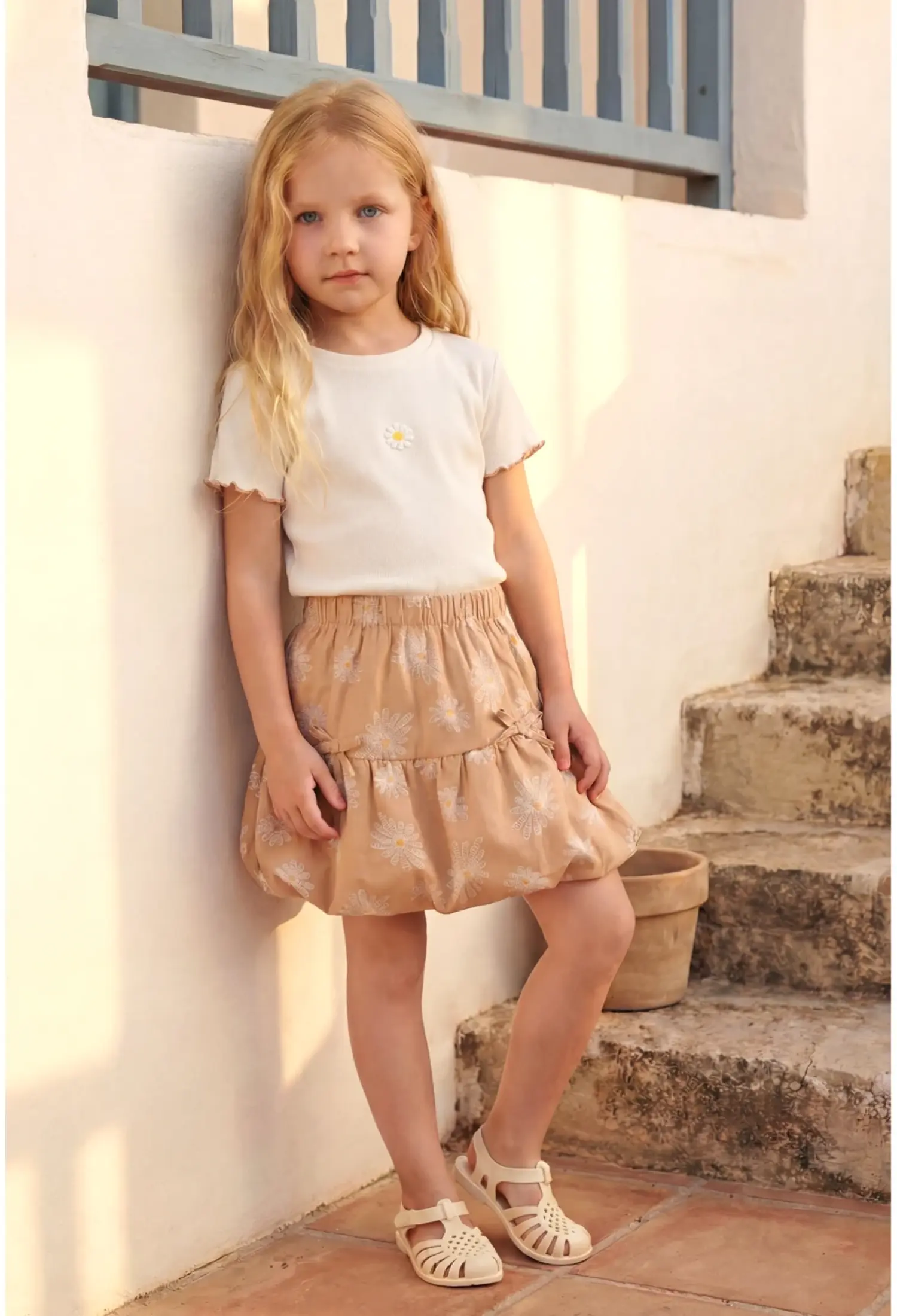 Girls Embroidery Detail T-Shirt Balloon Skirt Set (3-7 Years) - 26107 - Brand: Miniloox - Kids & Bby Clothes From Peralane Kids Turkey