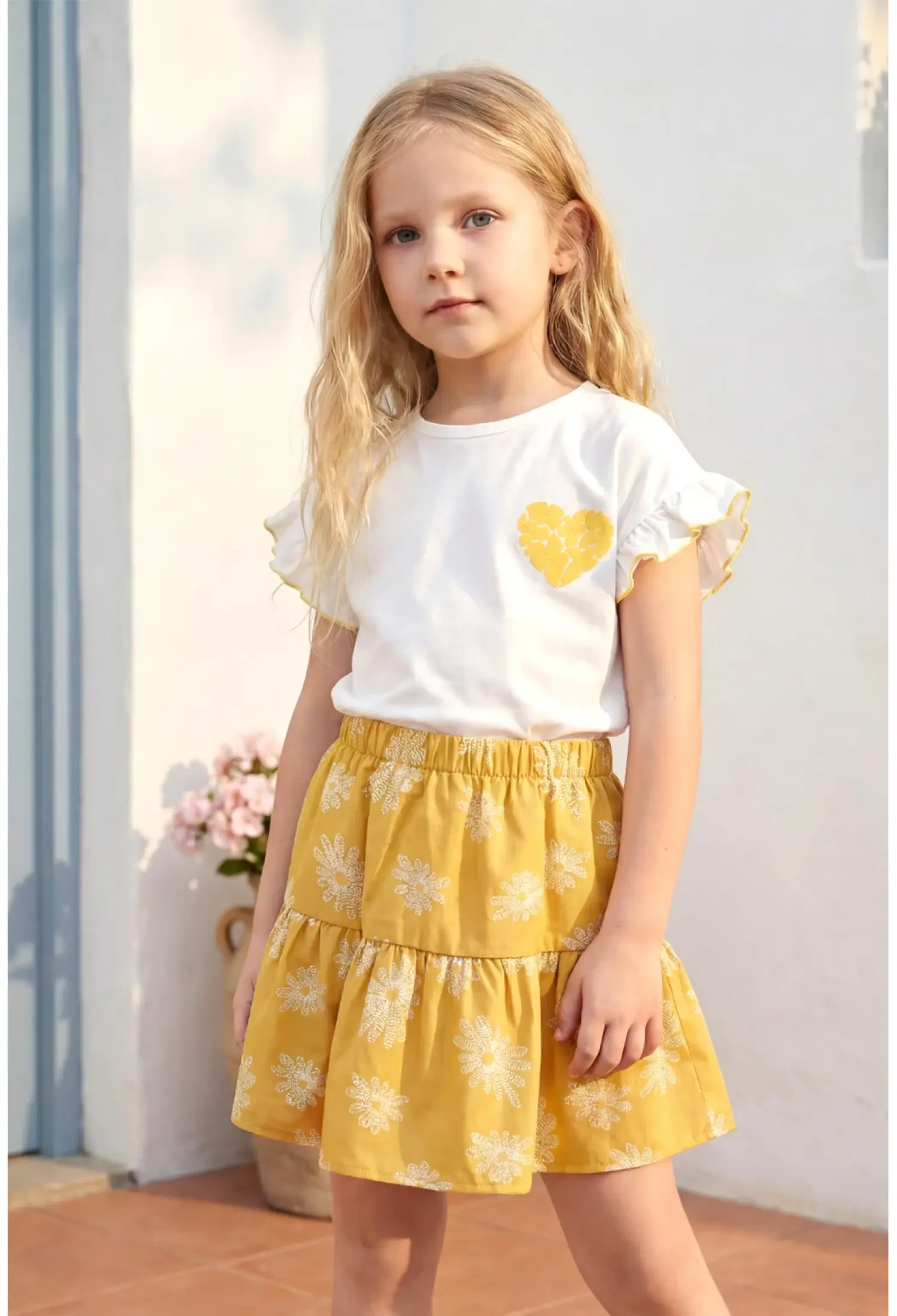 Girls Print Detail Set (3-7 Years) - 26119 - Brand: Miniloox - Kids & Bby Clothes From Peralane Kids Turkey