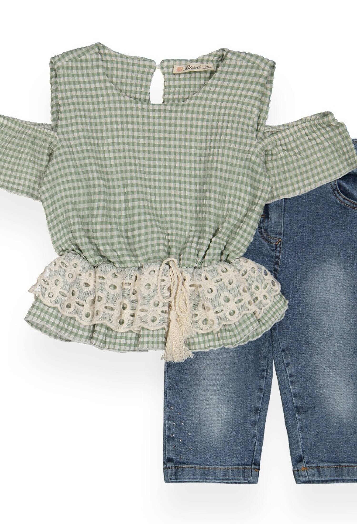 Waffle Tulle Lace Capri Set