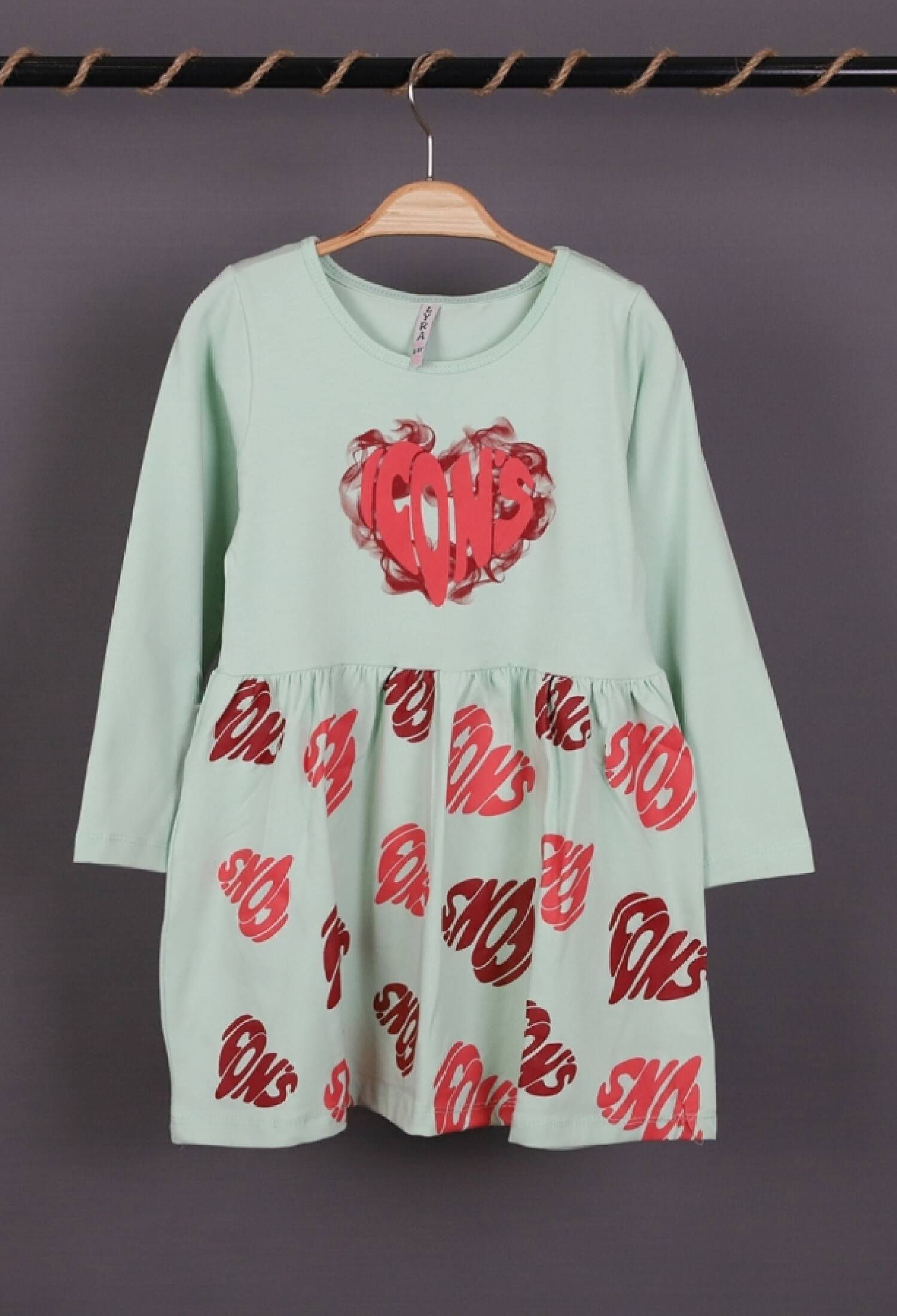 İcon Baskılı Penye Elbise - Brand: LYRA KİDS - Kids & Bby Clothes From Peralane Kids Turkey
