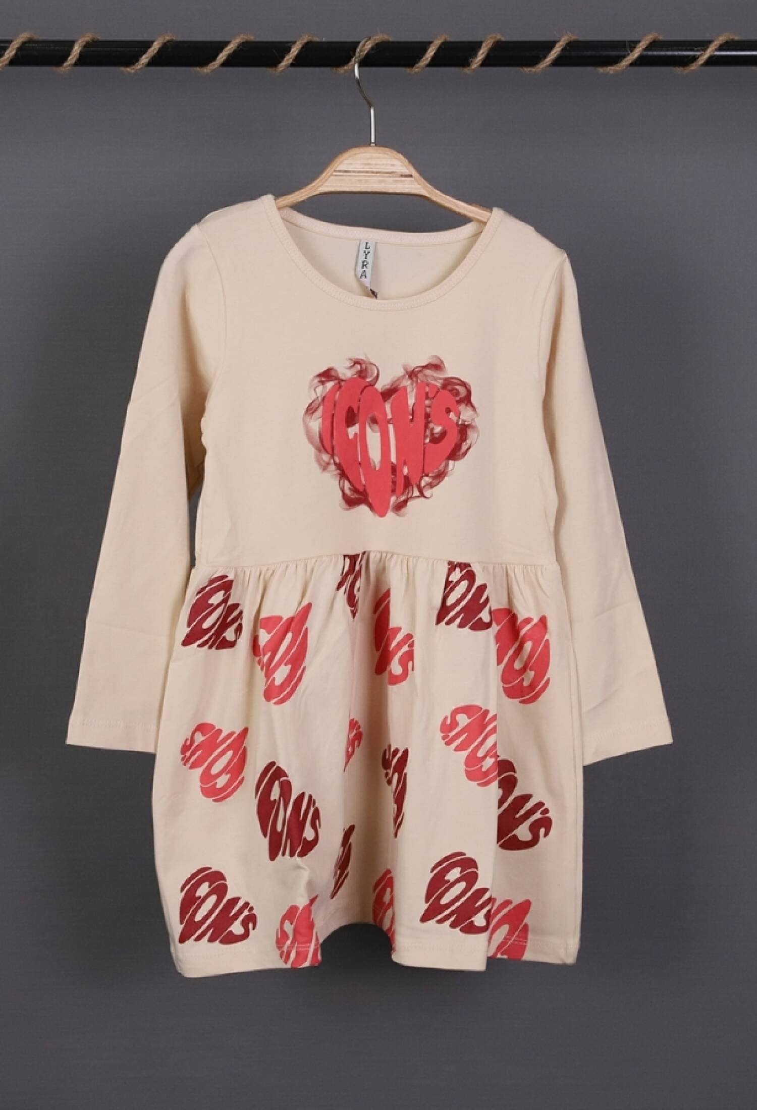 İcon Baskılı Penye Elbise - Brand: LYRA KİDS - Kids & Bby Clothes From Peralane Kids Turkey