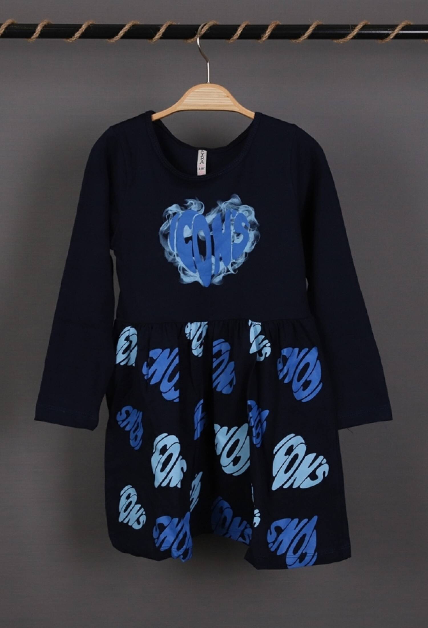 İcon Baskılı Penye Elbise - Brand: LYRA KİDS - Kids & Bby Clothes From Peralane Kids Turkey