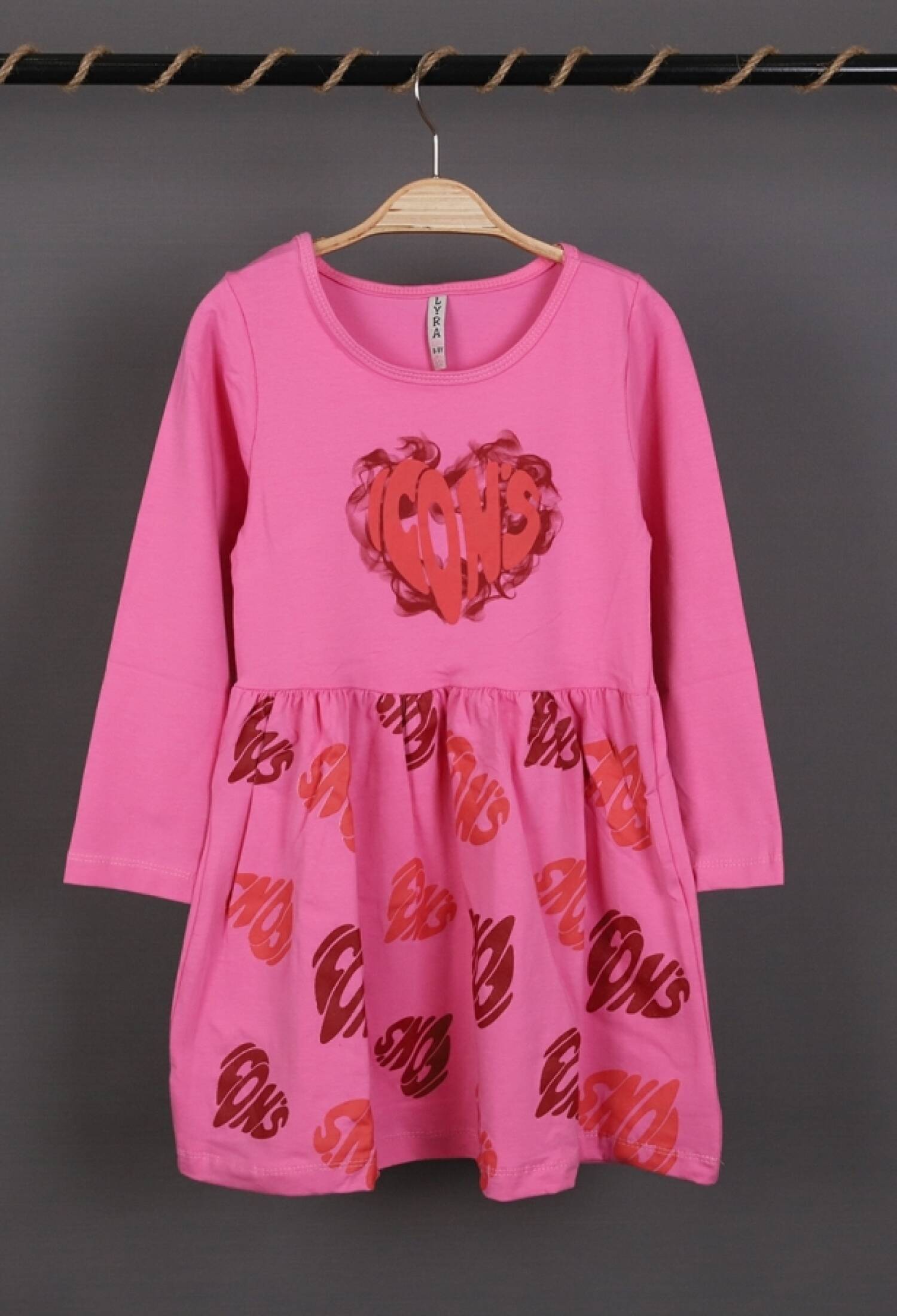 İcon Baskılı Penye Elbise - Brand: LYRA KİDS - Kids & Bby Clothes From Peralane Kids Turkey