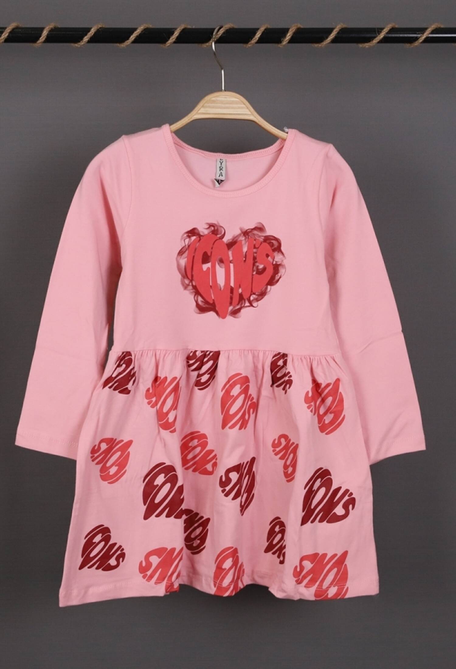 İcon Baskılı Penye Elbise - Brand: LYRA KİDS - Kids & Bby Clothes From Peralane Kids Turkey