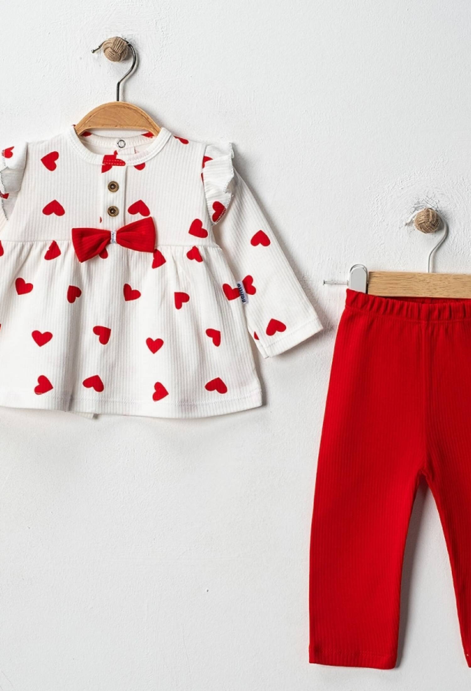 Kalp Desenli Kız Bebe Takım - Brand: NAFİTTO - Kids & Bby Clothes From Peralane Kids Turkey
