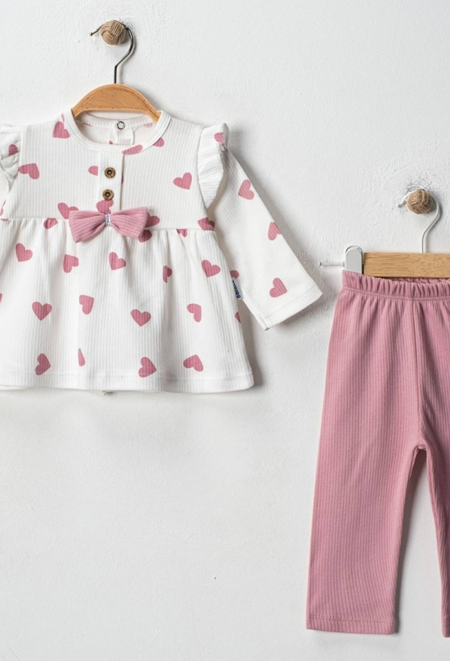 Kalp Desenli Kız Bebe Takım - Brand: NAFİTTO - Kids & Bby Clothes From Peralane Kids Turkey