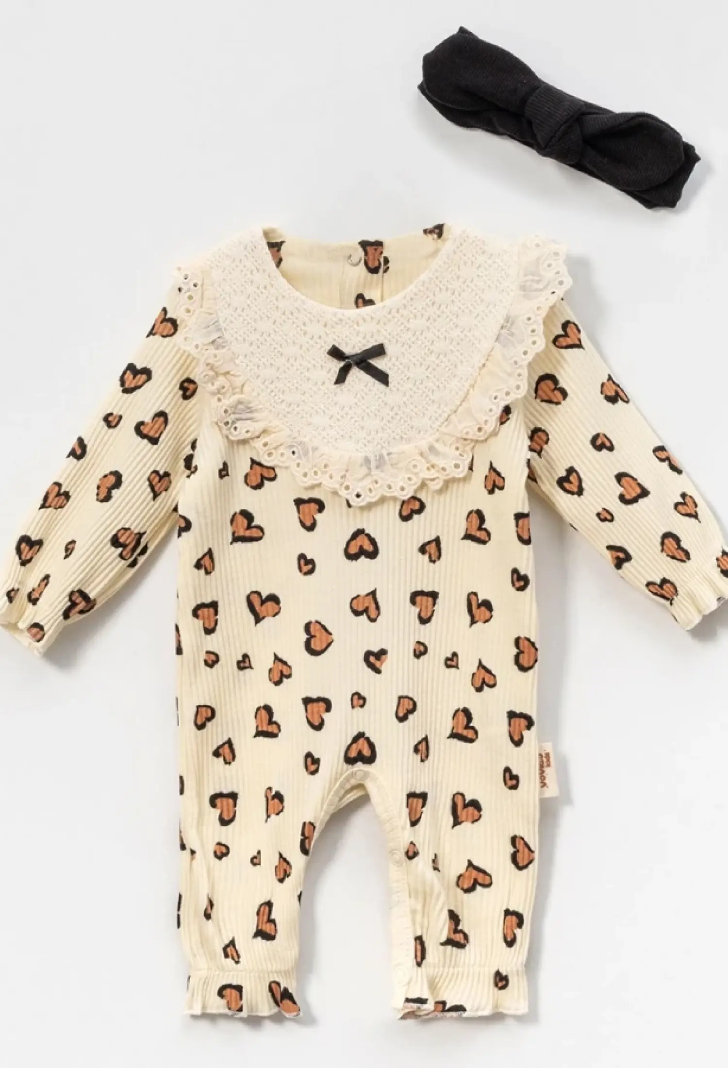 Kalp Desenli Kız Bebe Tulum - Brand: VOVİDO - Kids & Bby Clothes From Peralane Kids Turkey