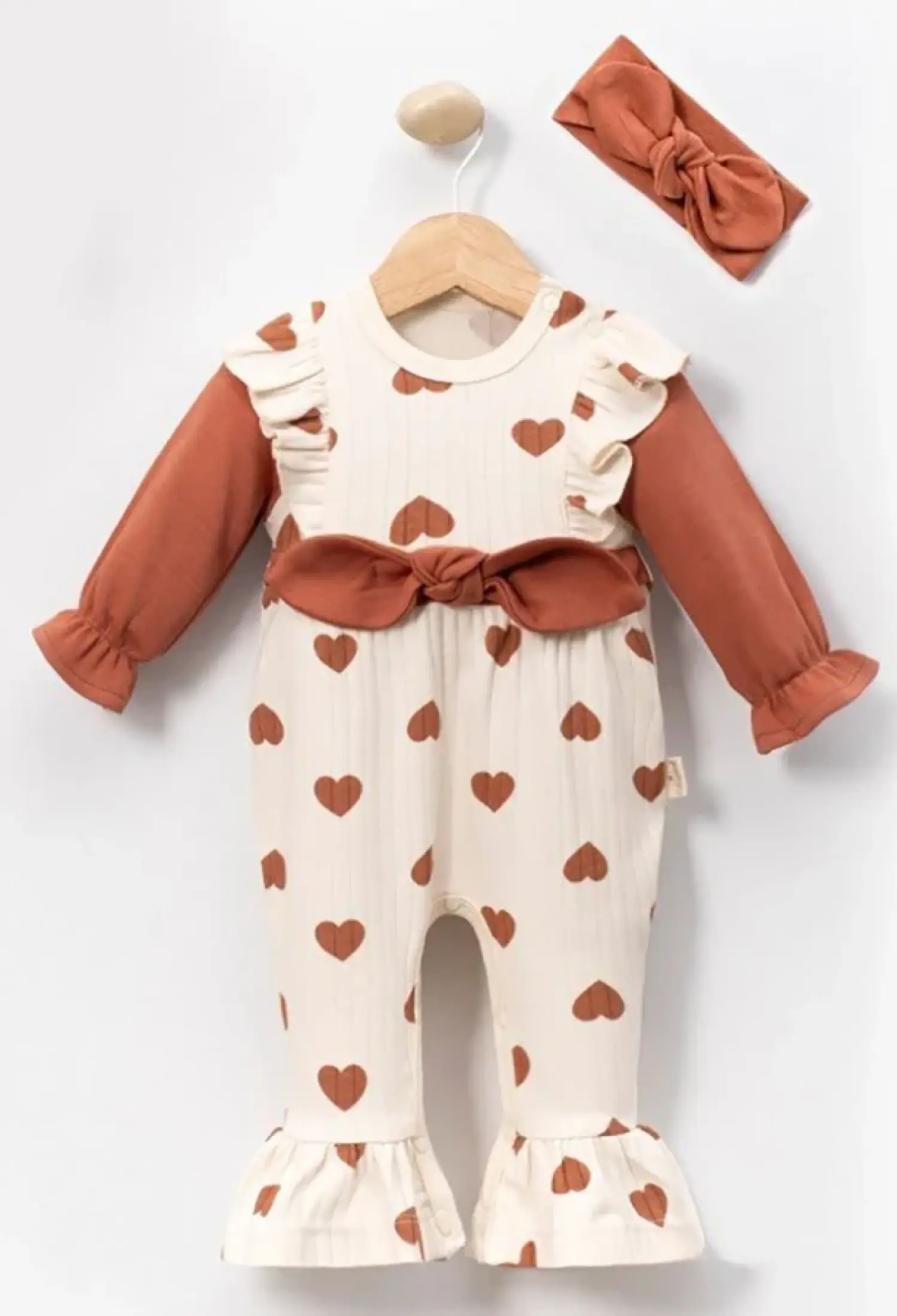 Kalp Desenli Kız Bebe Tulum - Brand: CAYZEN - Kids & Bby Clothes From Peralane Kids Turkey