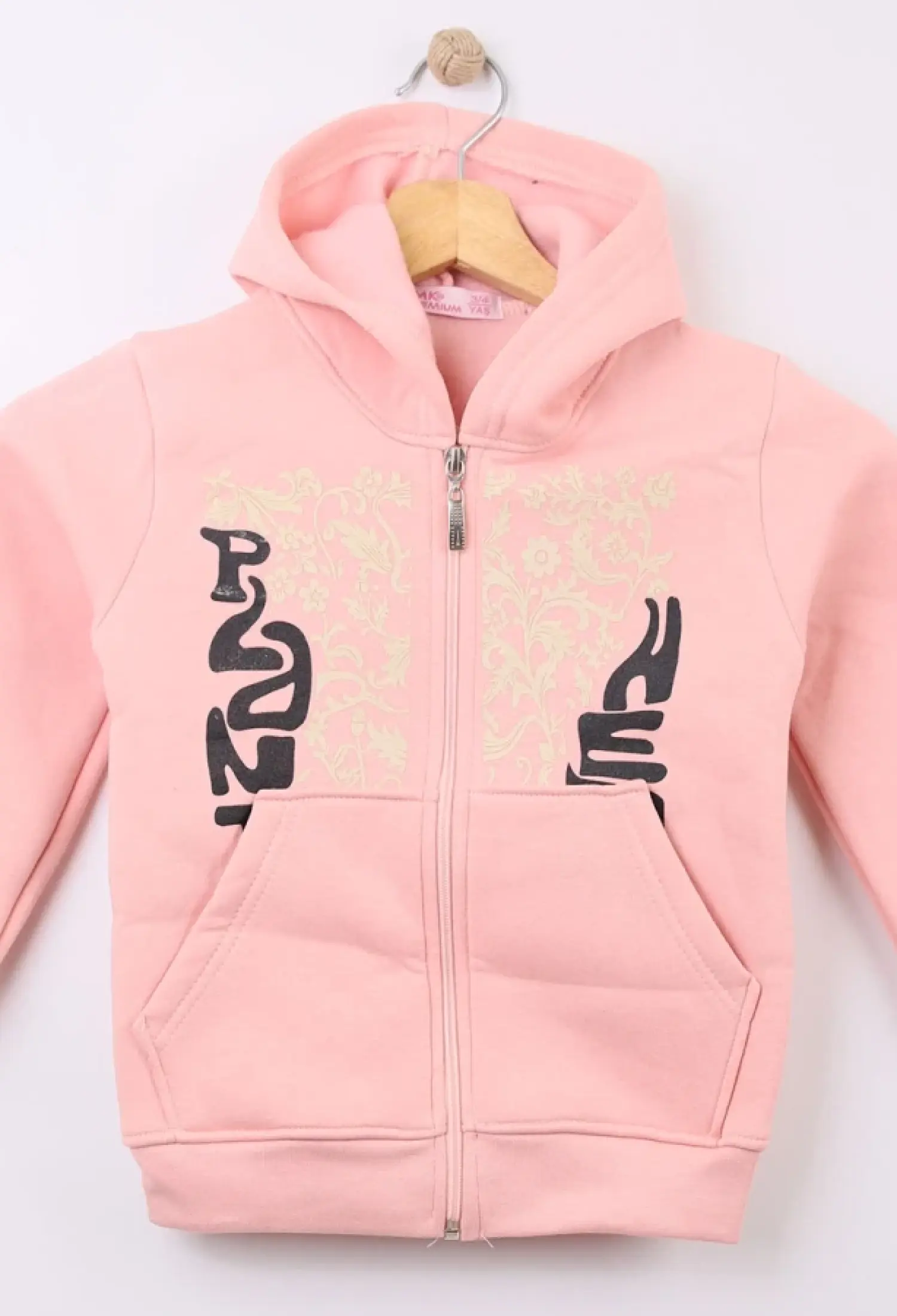 Kapşonlu Kız Hırka 3 İp Şardonlu - Brand: CMK - Kids & Bby Clothes From Peralane Kids Turkey