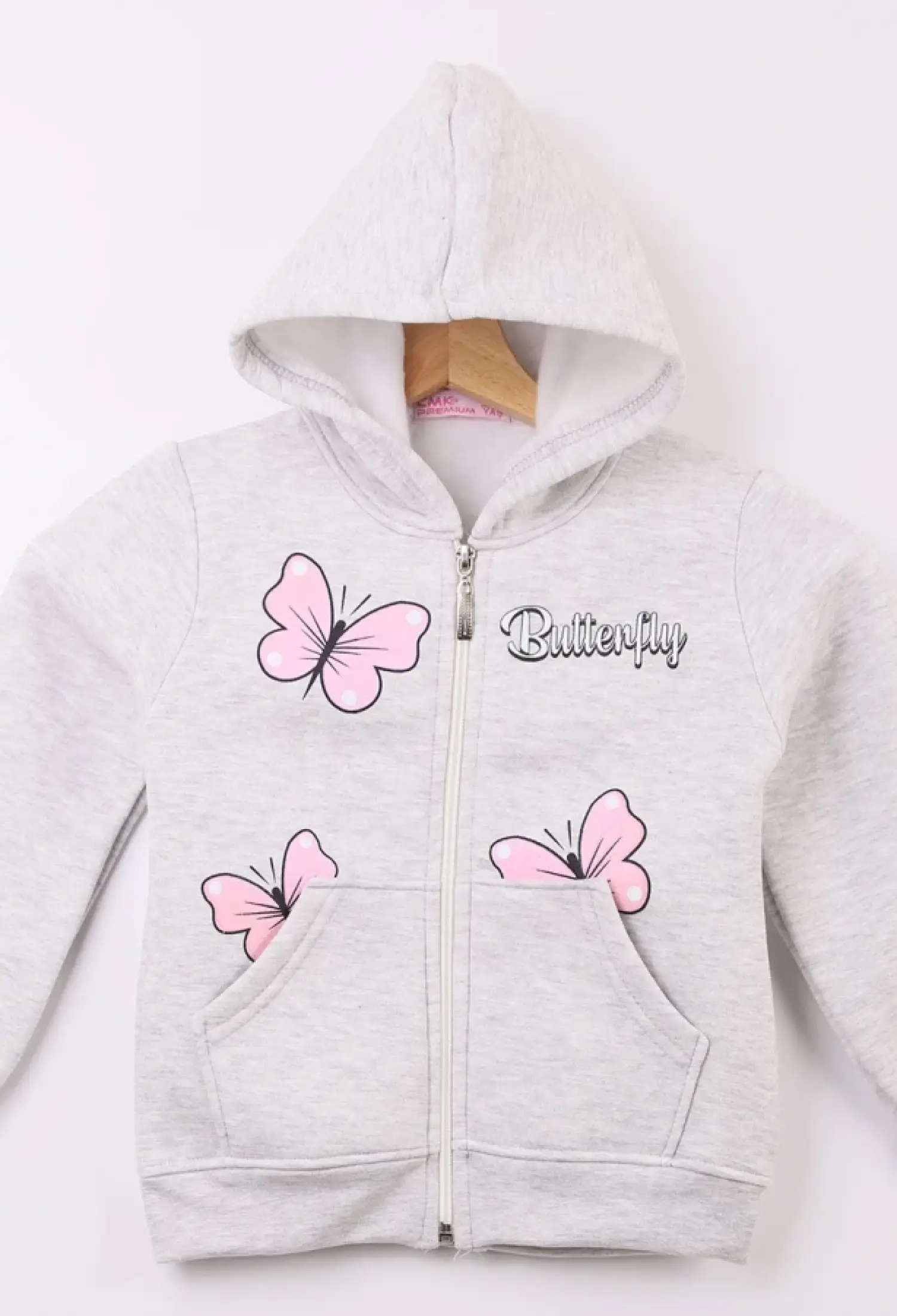 Kelebek Baskılı Kız Hırka 3ip Şardonlu - Brand: CMK - Kids & Bby Clothes From Peralane Kids Turkey