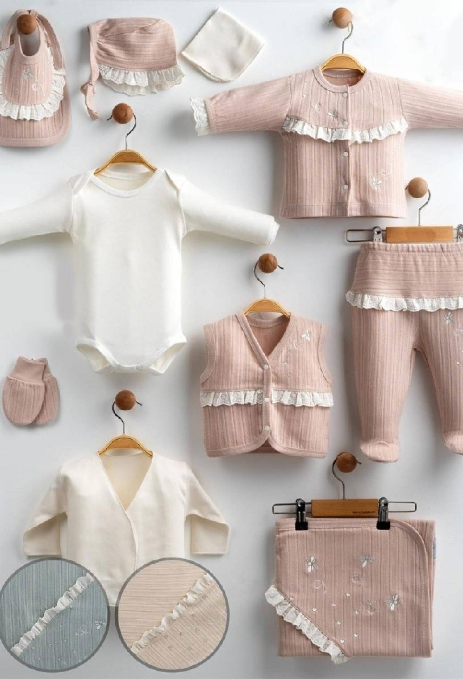Butterfly Embroidered 10-Piece Baby Girl Bodysuit Set