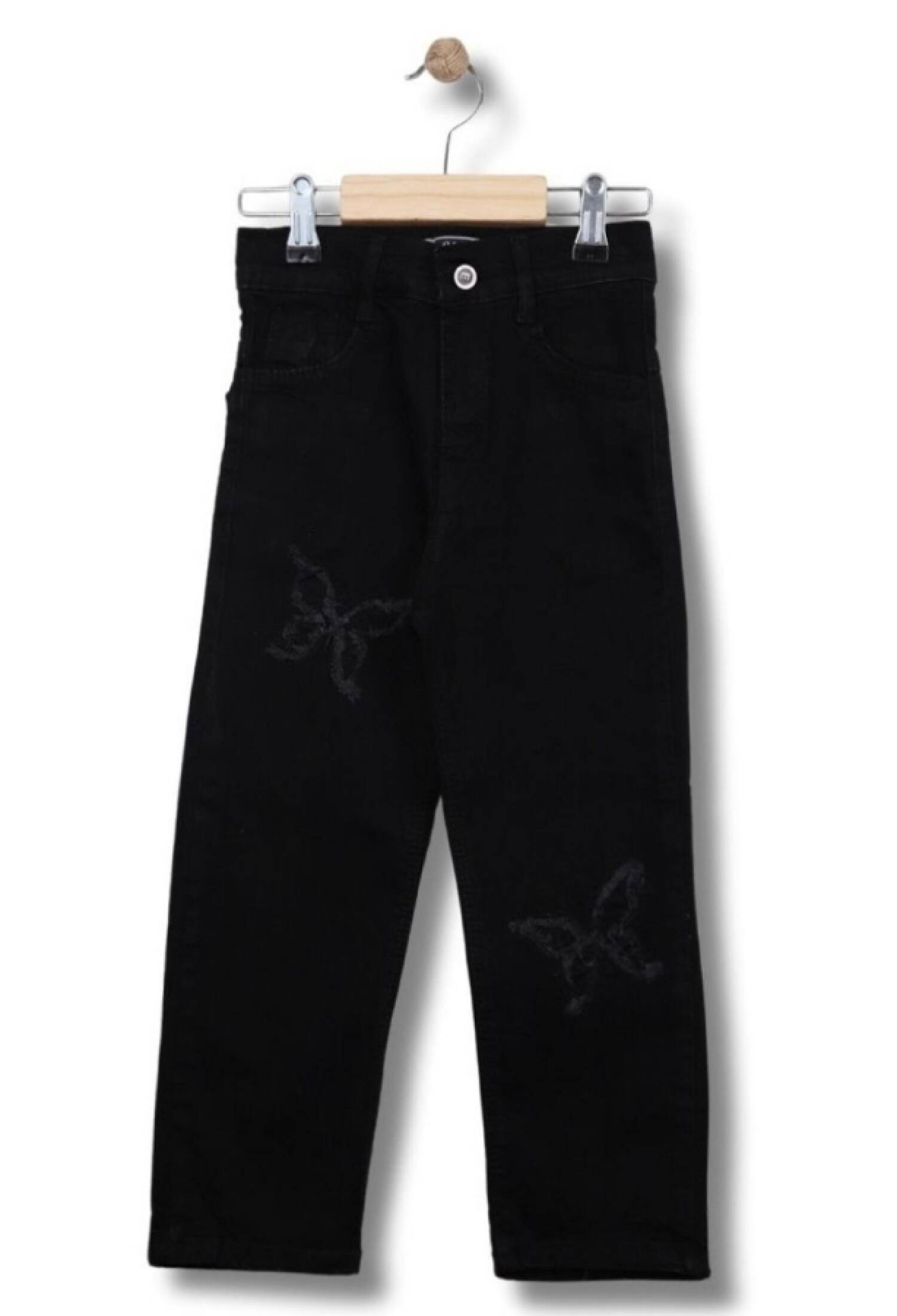Girl's Pants with Butterfly Embroidery