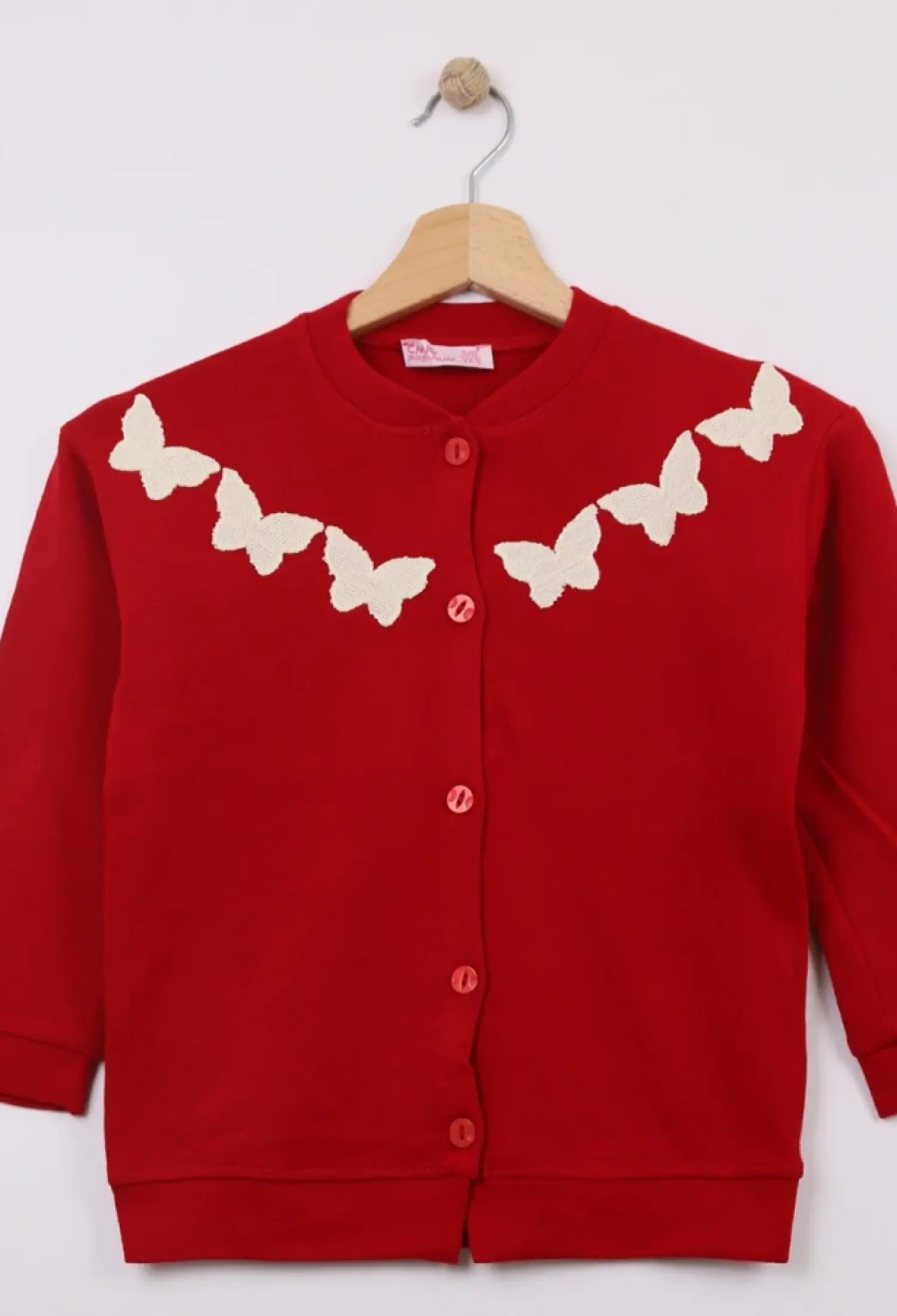 Butterfly Embroidered Knitted Girl's Cardigan