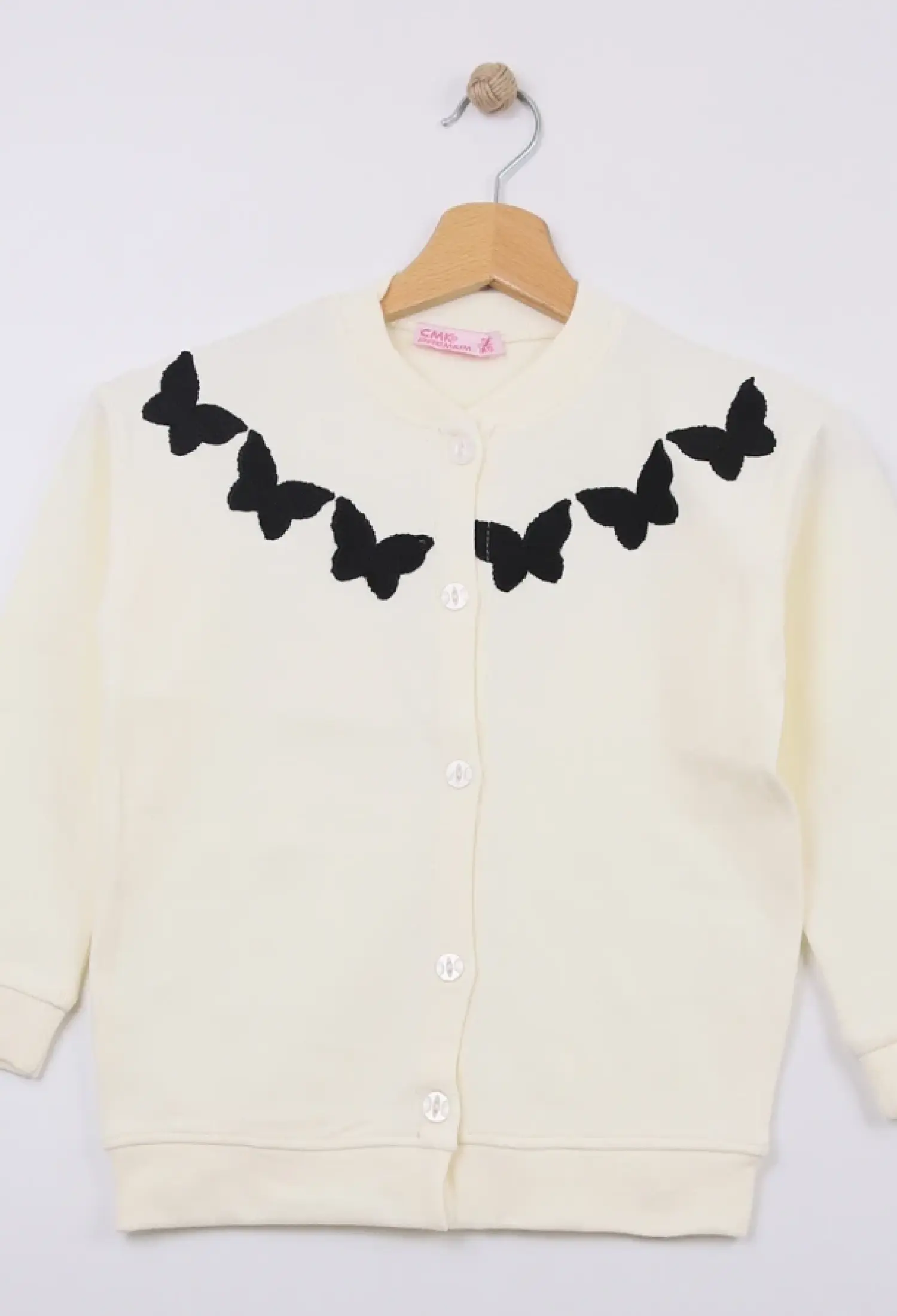 Kelebek Nakışlı Triko Kız Hırka - Brand: CMK - Kids & Bby Clothes From Peralane Kids Turkey