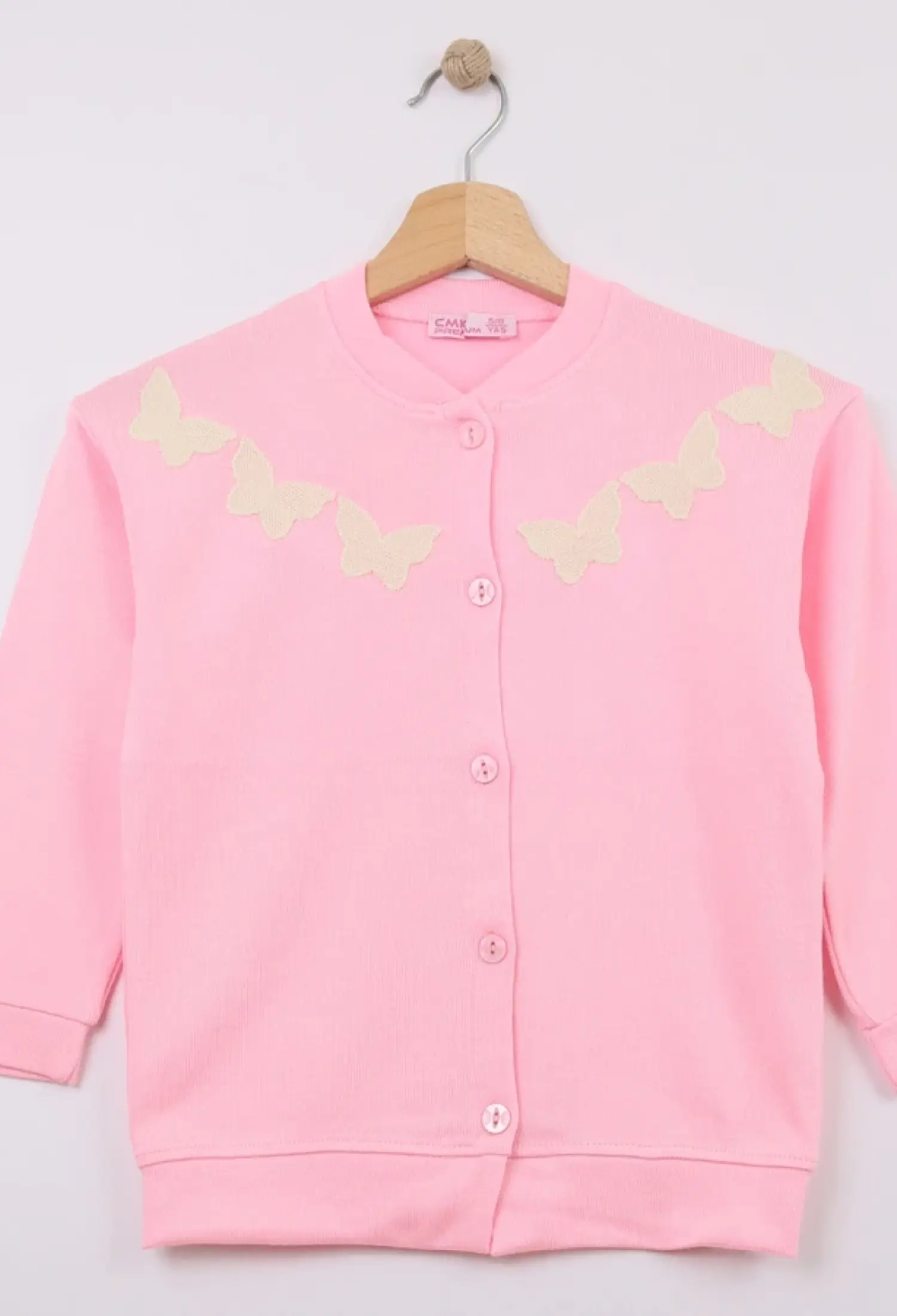 Kelebek Nakışlı Triko Kız Hırka - Brand: CMK - Kids & Bby Clothes From Peralane Kids Turkey