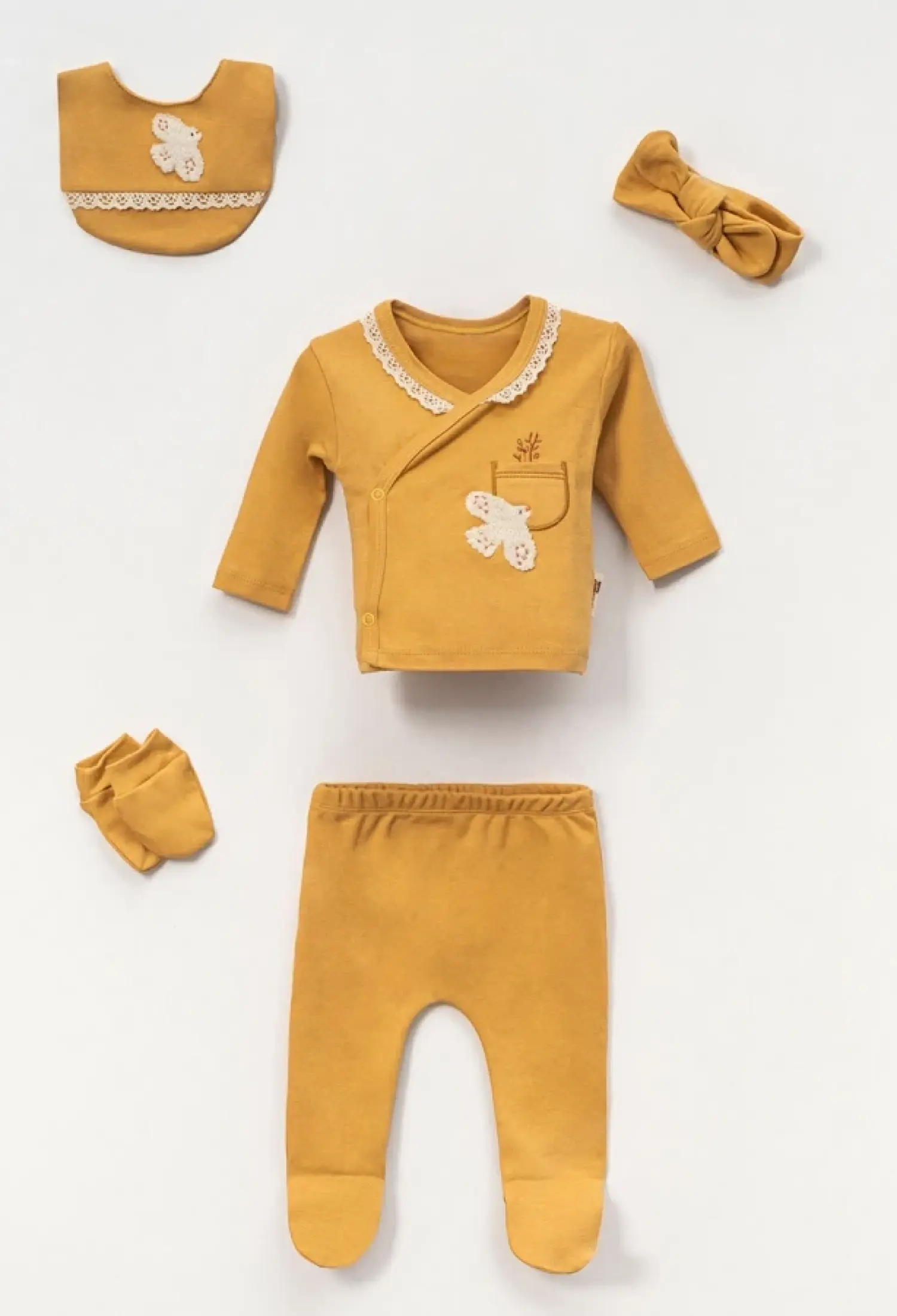 Kız Bebe 5li Hastane Çıkışı Zıbın Set - Brand: VOVİDO - Kids & Bby Clothes From Peralane Kids Turkey