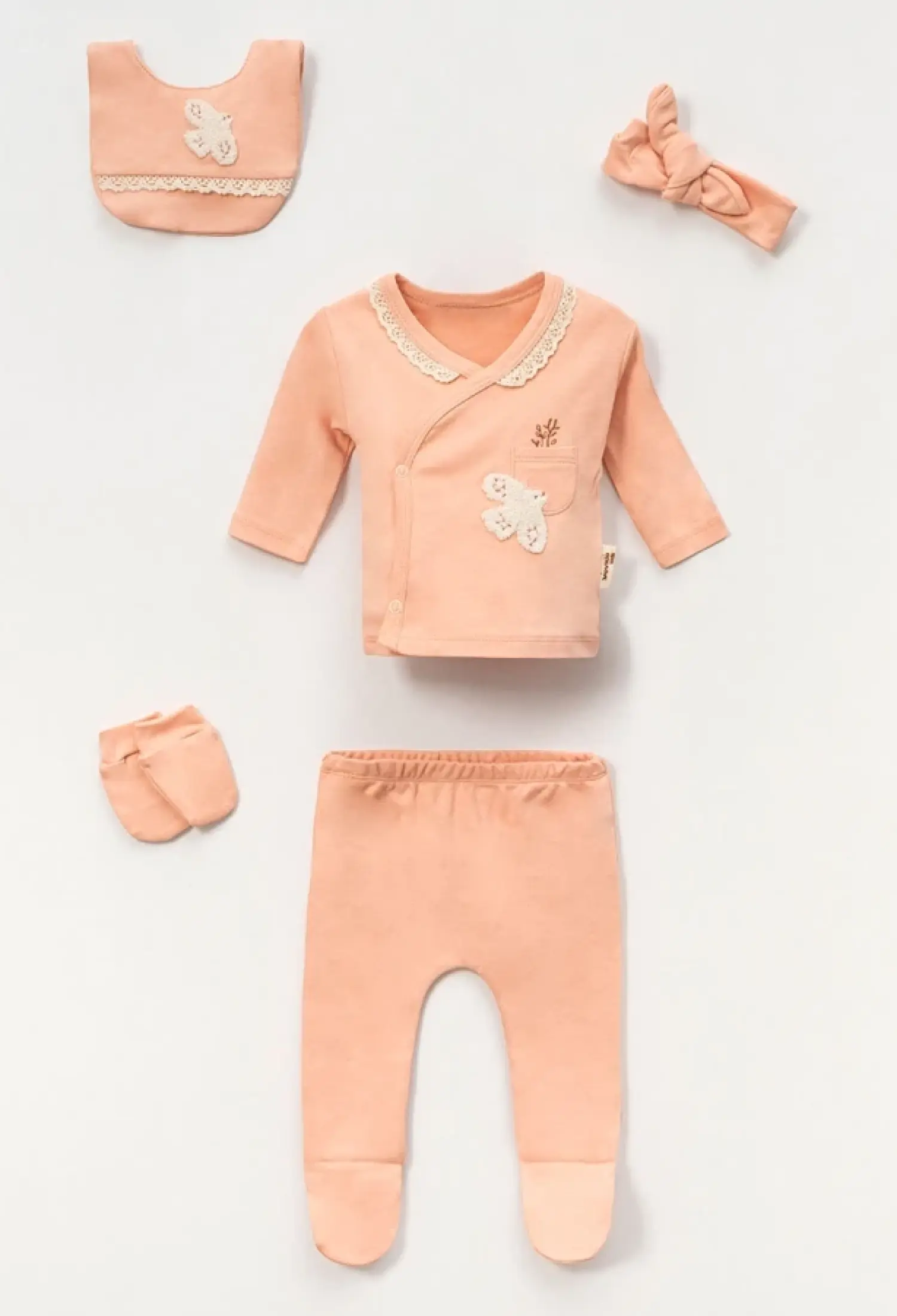 Kız Bebe 5li Hastane Çıkışı Zıbın Set - Brand: VOVİDO - Kids & Bby Clothes From Peralane Kids Turkey