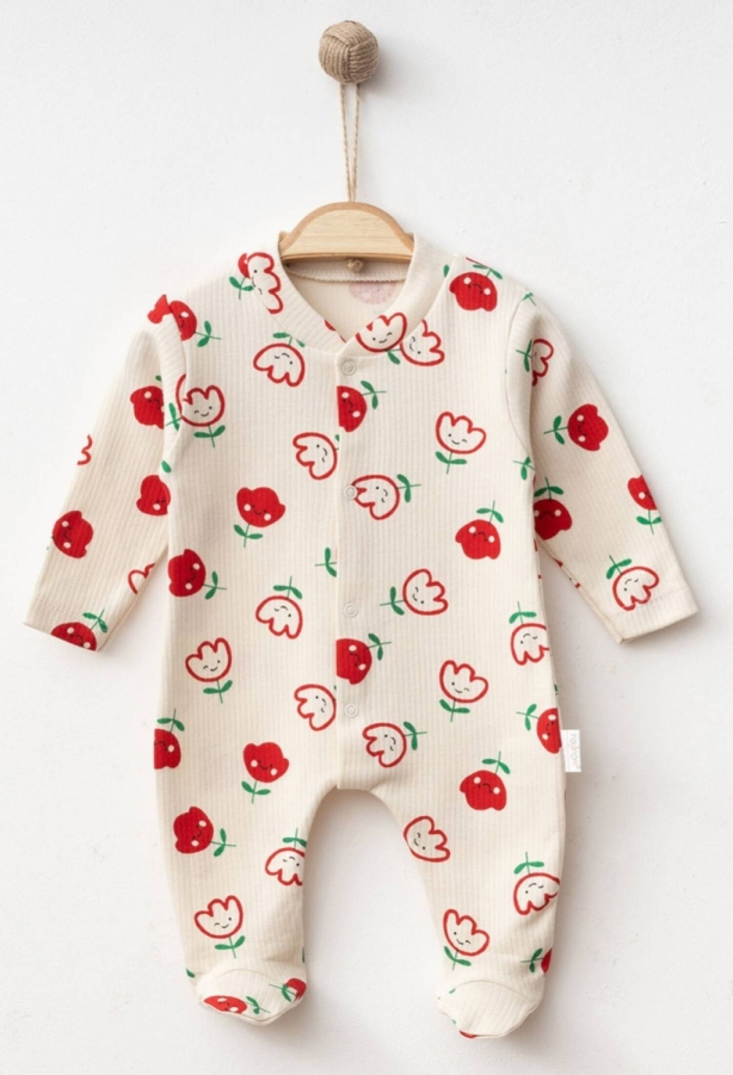 Tulip Patterned Baby Girl Romper with Report