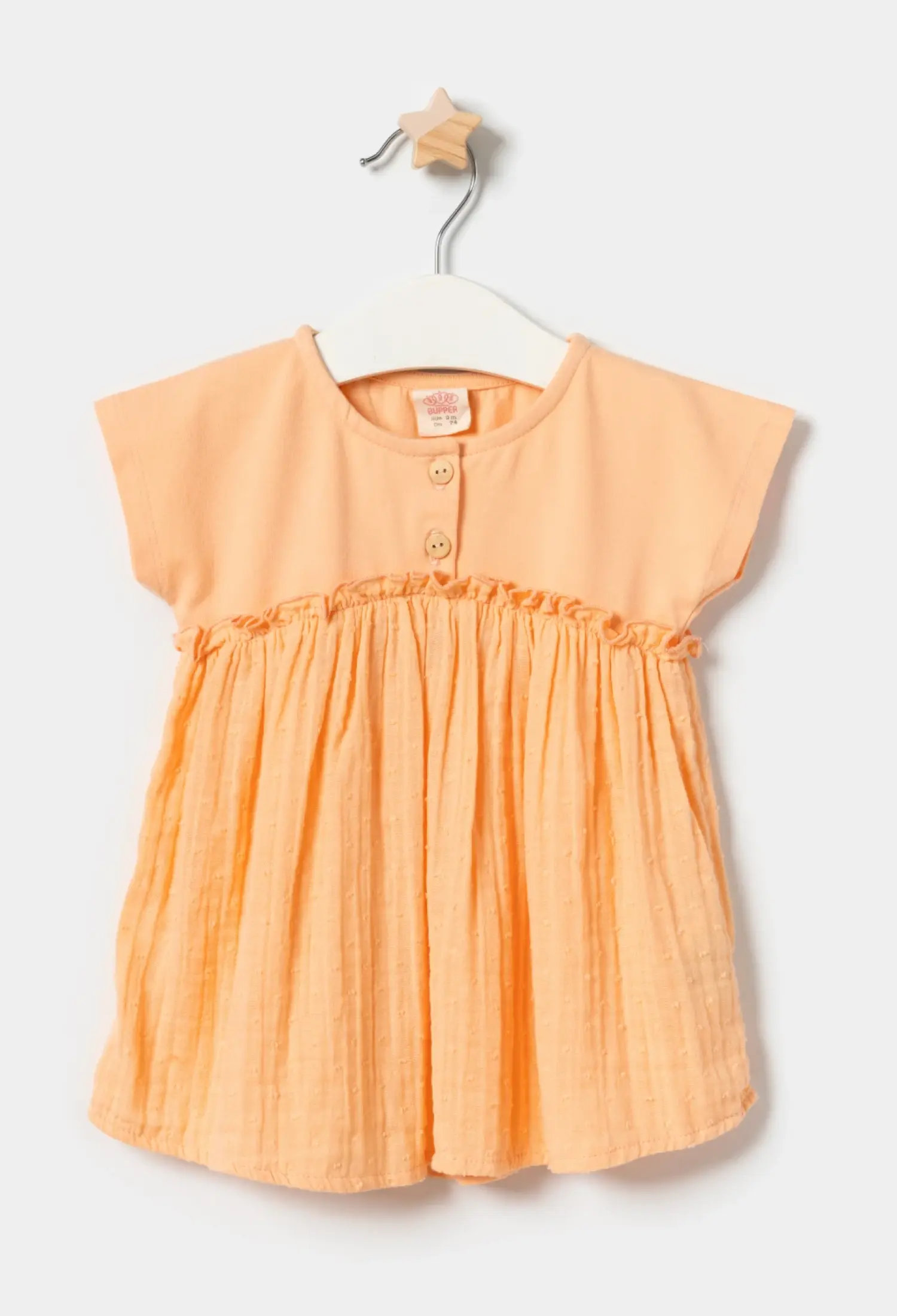 Muslin Skirted Buttoned Baby Girl Dress (9-24 Months) - 25317 - Brand: Miniloox - Kids & Bby Clothes From Peralane Kids Turkey