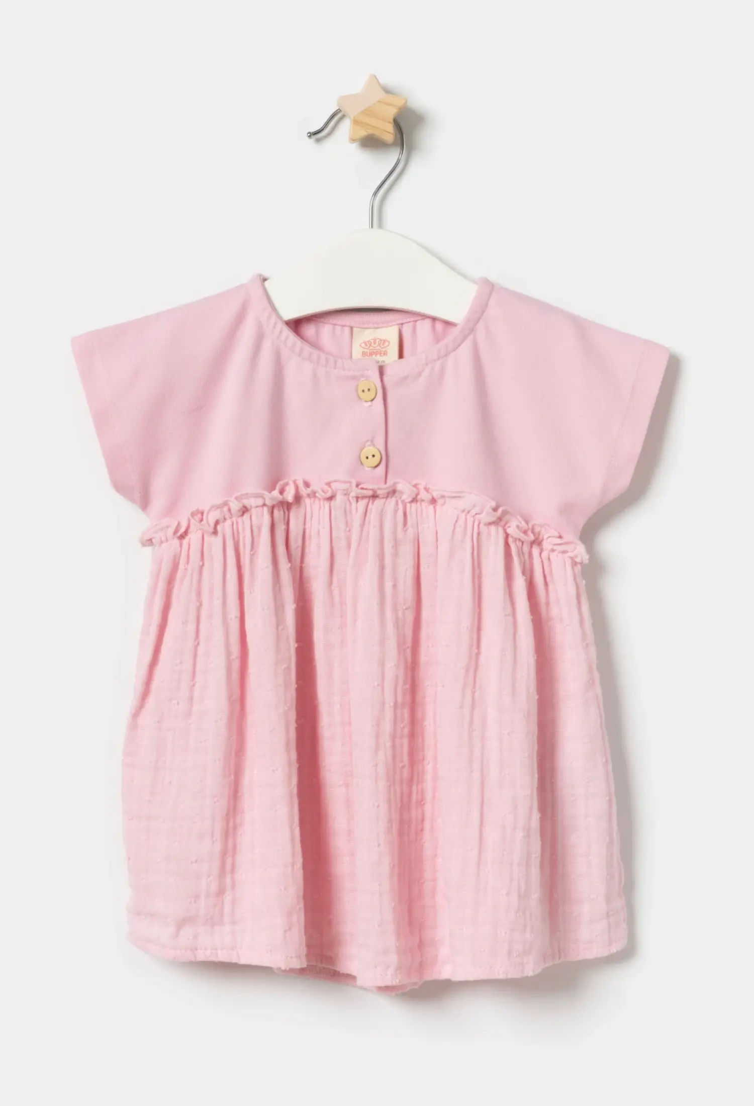 Muslin Skirted Buttoned Baby Girl Dress (9-24 Months) - 25317 - Brand: Miniloox - Kids & Bby Clothes From Peralane Kids Turkey