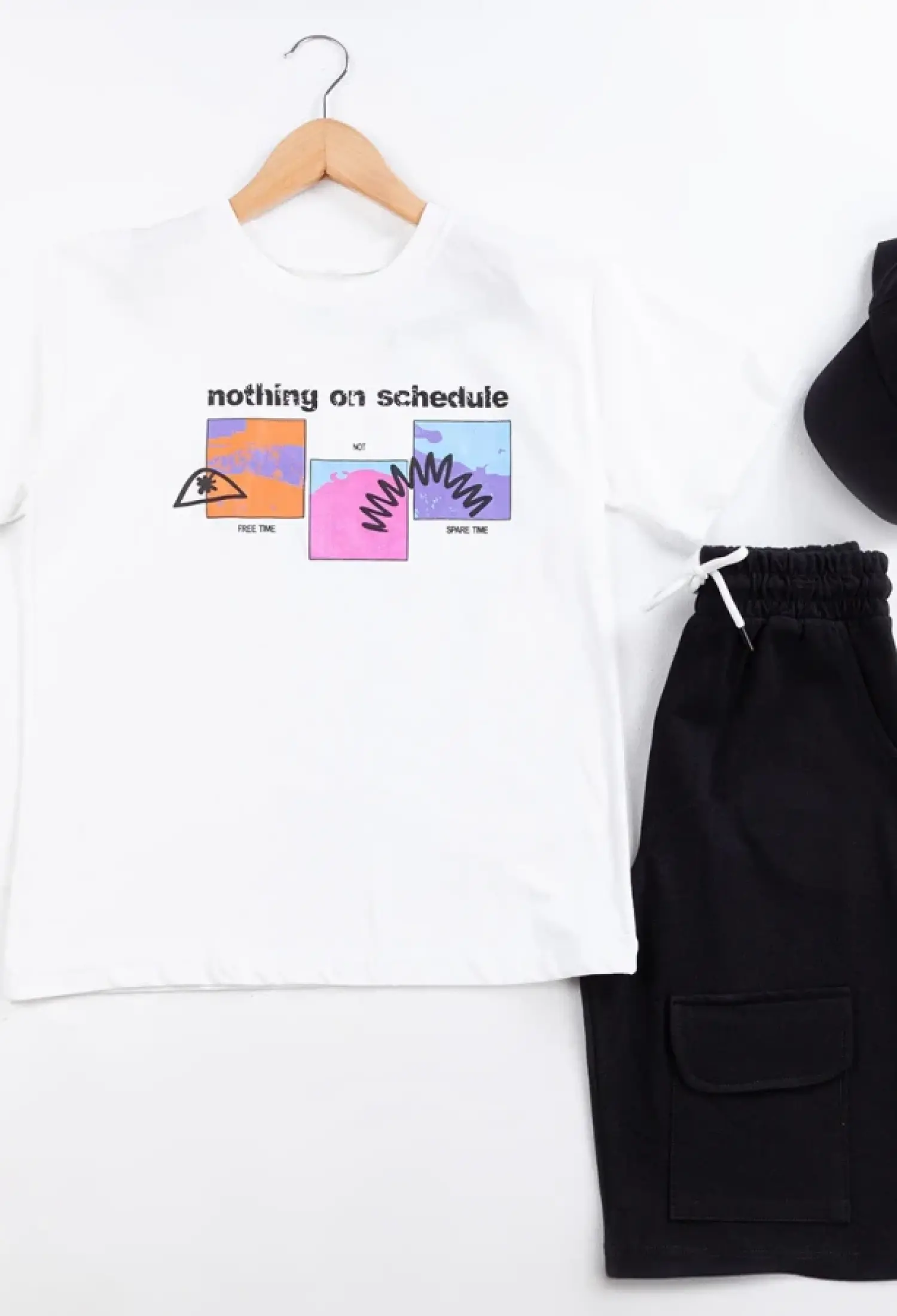 Nothing Baskılı Şapkalı Erkek Takım - Brand: CIVILTI - Kids & Bby Clothes From Peralane Kids Turkey