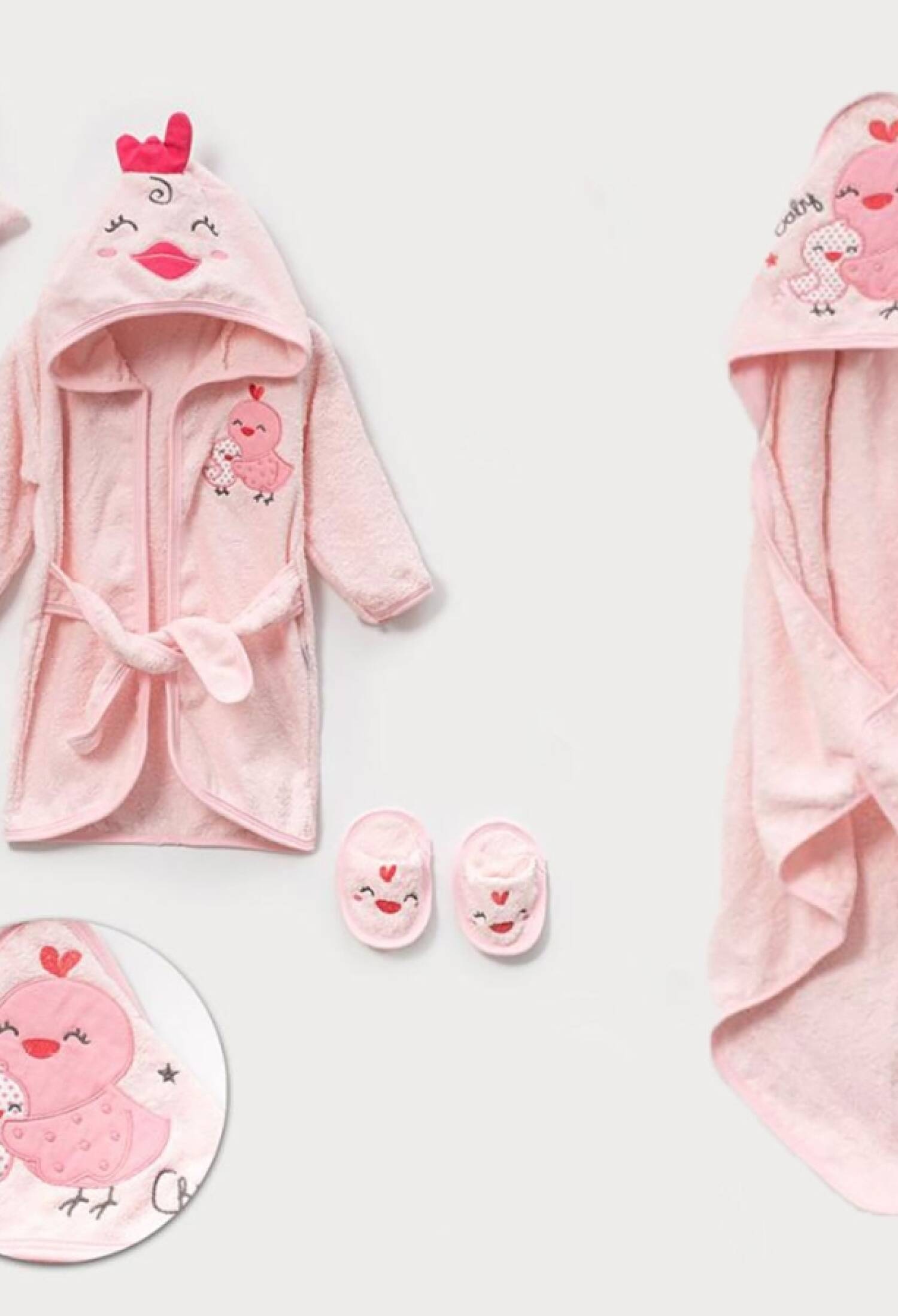 Ördek Nakışlı 4lü Kız Bornoz Set - Brand: BABY ZUHU - Kids & Bby Clothes From Peralane Kids Turkey