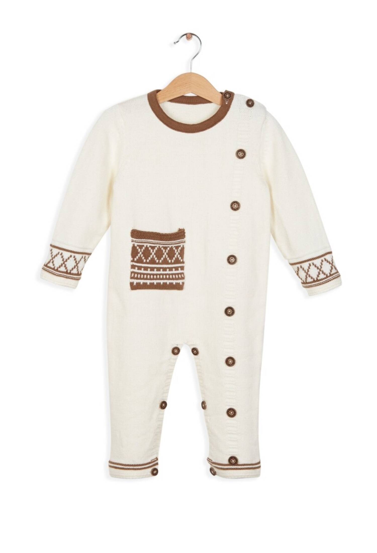 Organic Cotton Long Sleeve Romper with Button Uluda? Triko 1061-21025 - 1061-21025