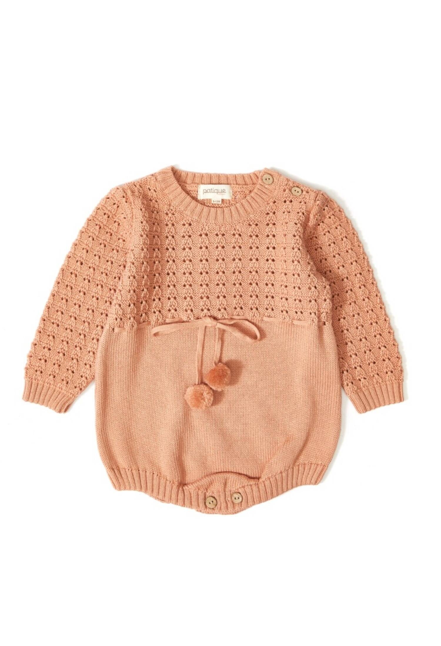 Organic Cotton Salopet Romper with Pompom for Baby Girl Uluda? Triko 1061-21026 - 1061-21026
