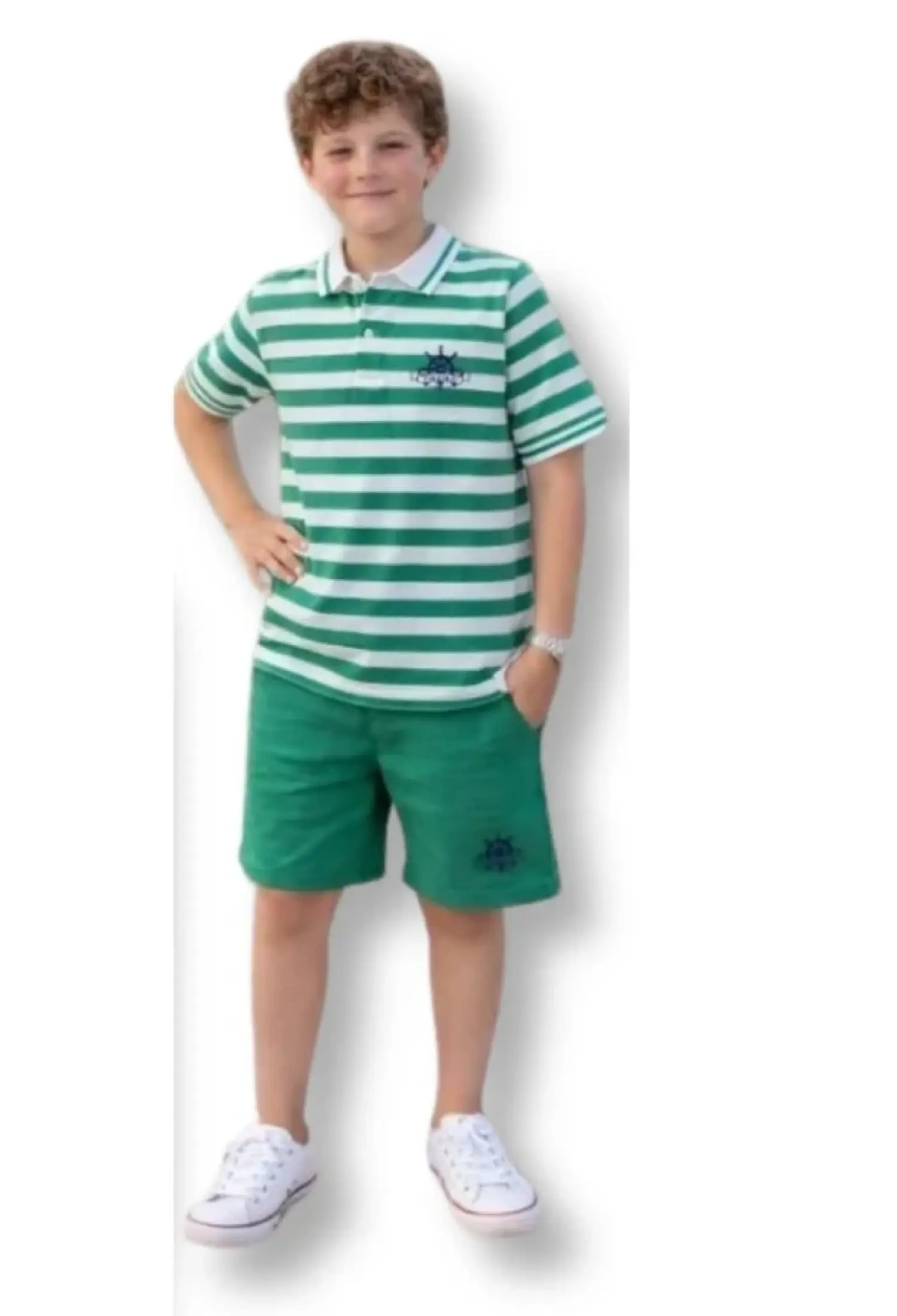Boys Striped Polo Collar Suit