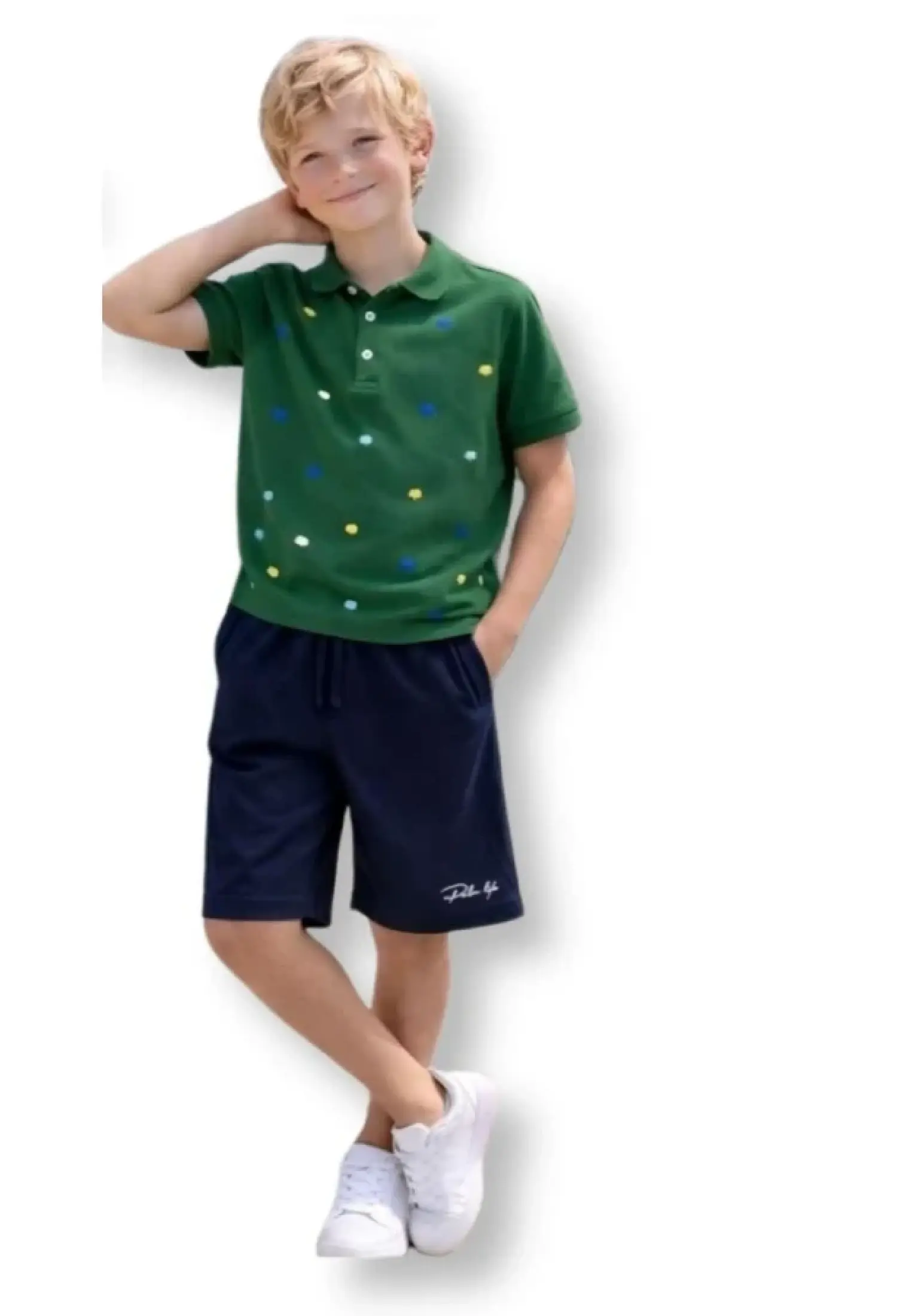 Boys Polo Collar Patterned Suit