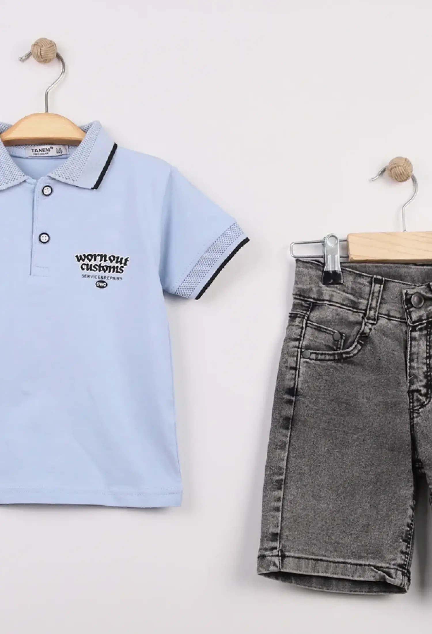 Polo Yakalı Wornout Baskılı Erkek Takım - Brand: TANEM KİDS - Kids & Bby Clothes From Peralane Kids Turkey