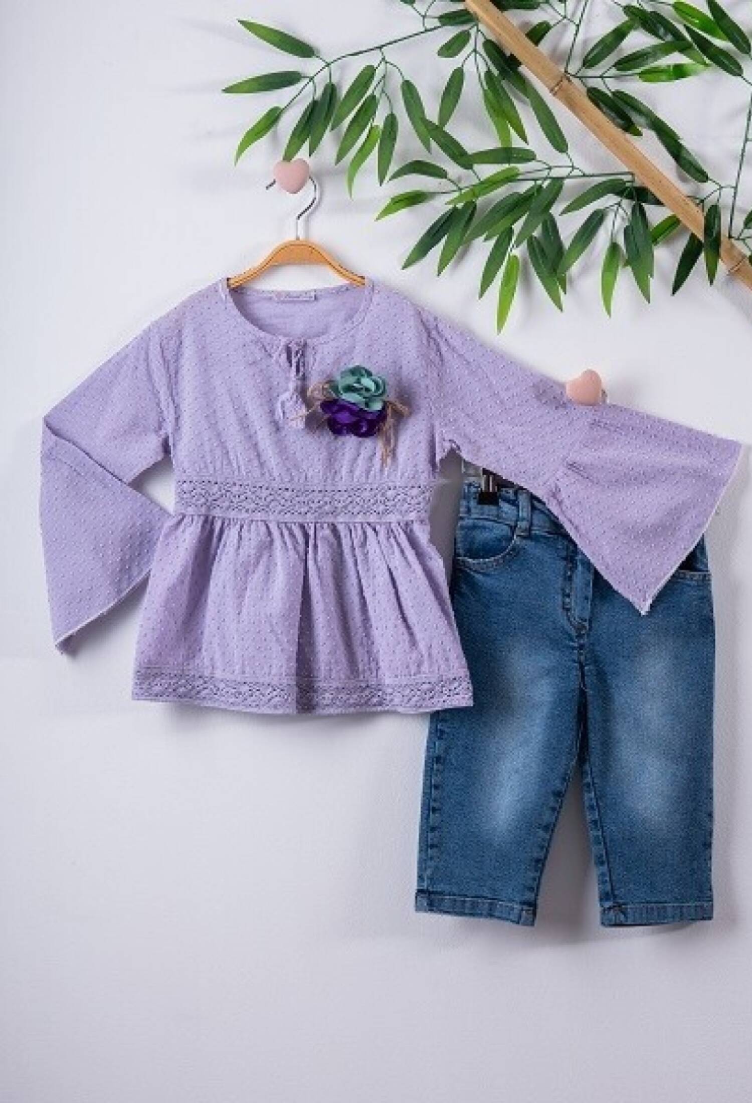 Pompom Voile Denim Capri Set
