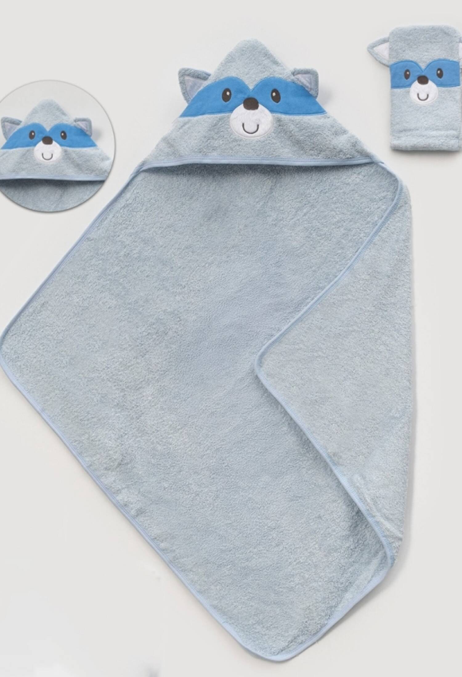 Rakun Nakışlı Erkek Bebe Havlu - Brand: BABY ZUHU - Kids & Bby Clothes From Peralane Kids Turkey