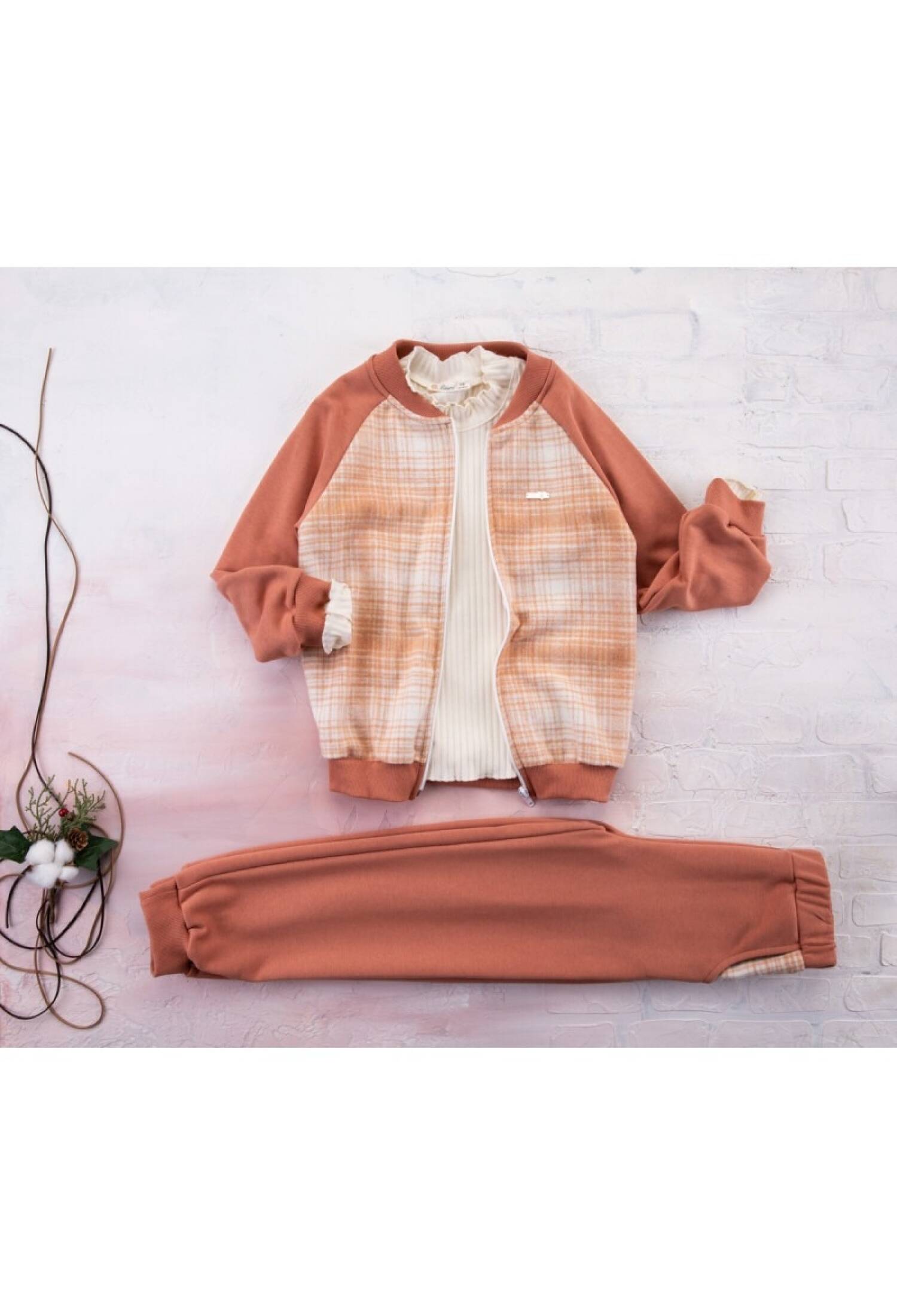 Raglan Sleeve Plaid 3-Piece Set