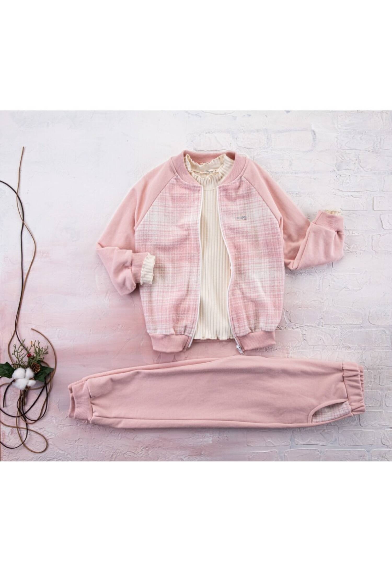 Raglan Sleeve Plaid 3-Piece Set