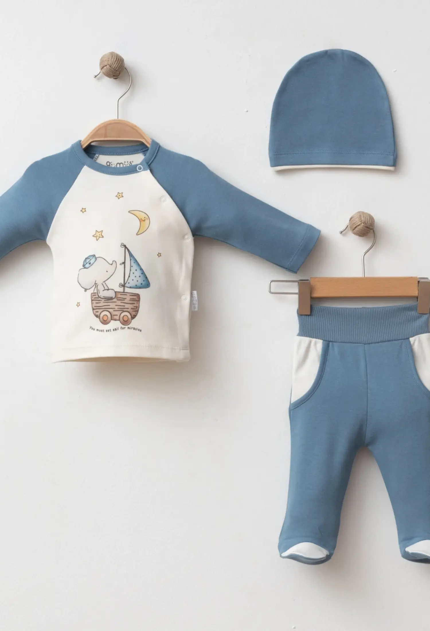SAILING ELEPHANT 3 PIECE SET - 5020 - Brand: Gümüş Baby - Kids & Bby Clothes From Peralane Kids Turkey