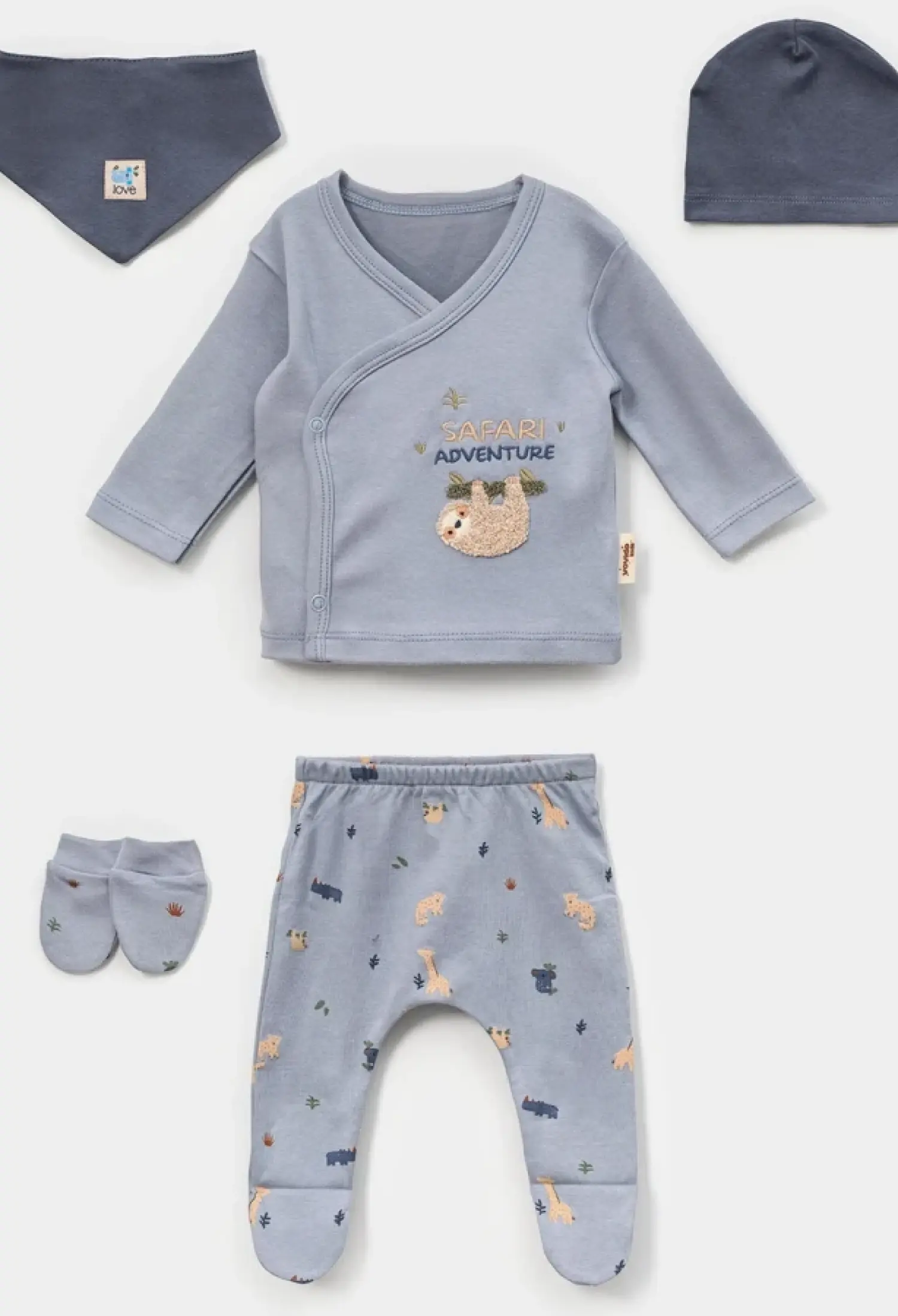 Safari Baskılı Erkek Bebe 5li Set - Brand: VOVİDO - Kids & Bby Clothes From Peralane Kids Turkey