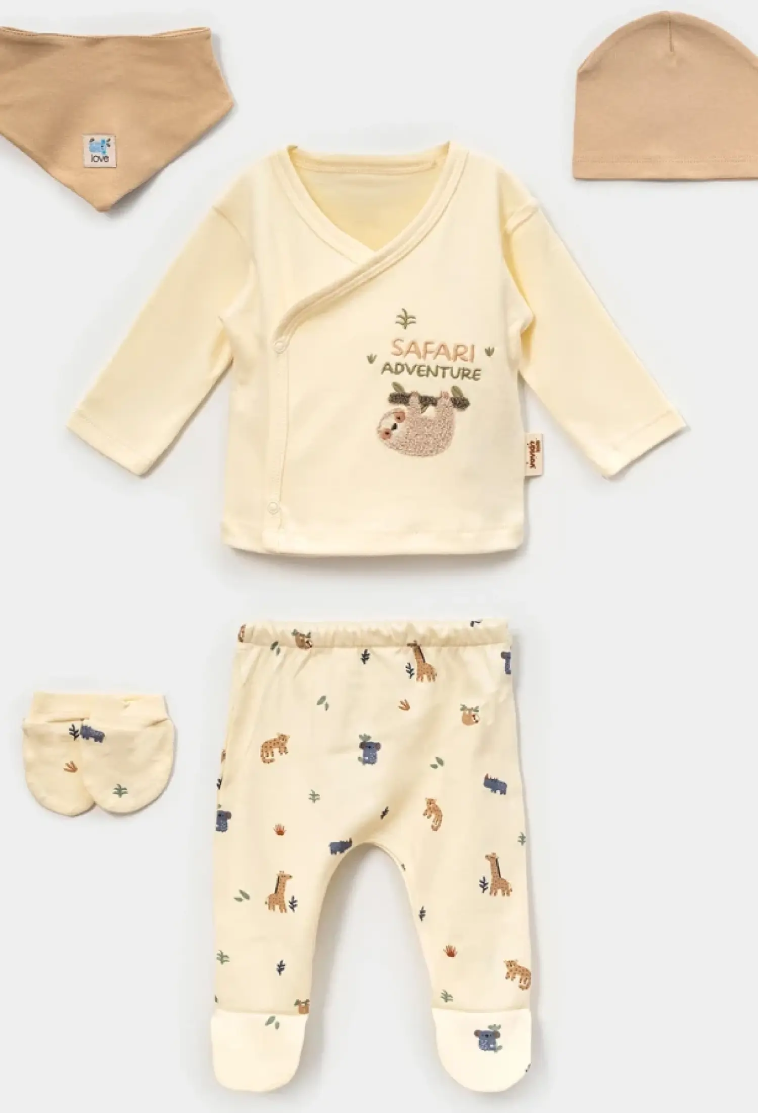 Safari Baskılı Erkek Bebe 5li Set - Brand: VOVİDO - Kids & Bby Clothes From Peralane Kids Turkey
