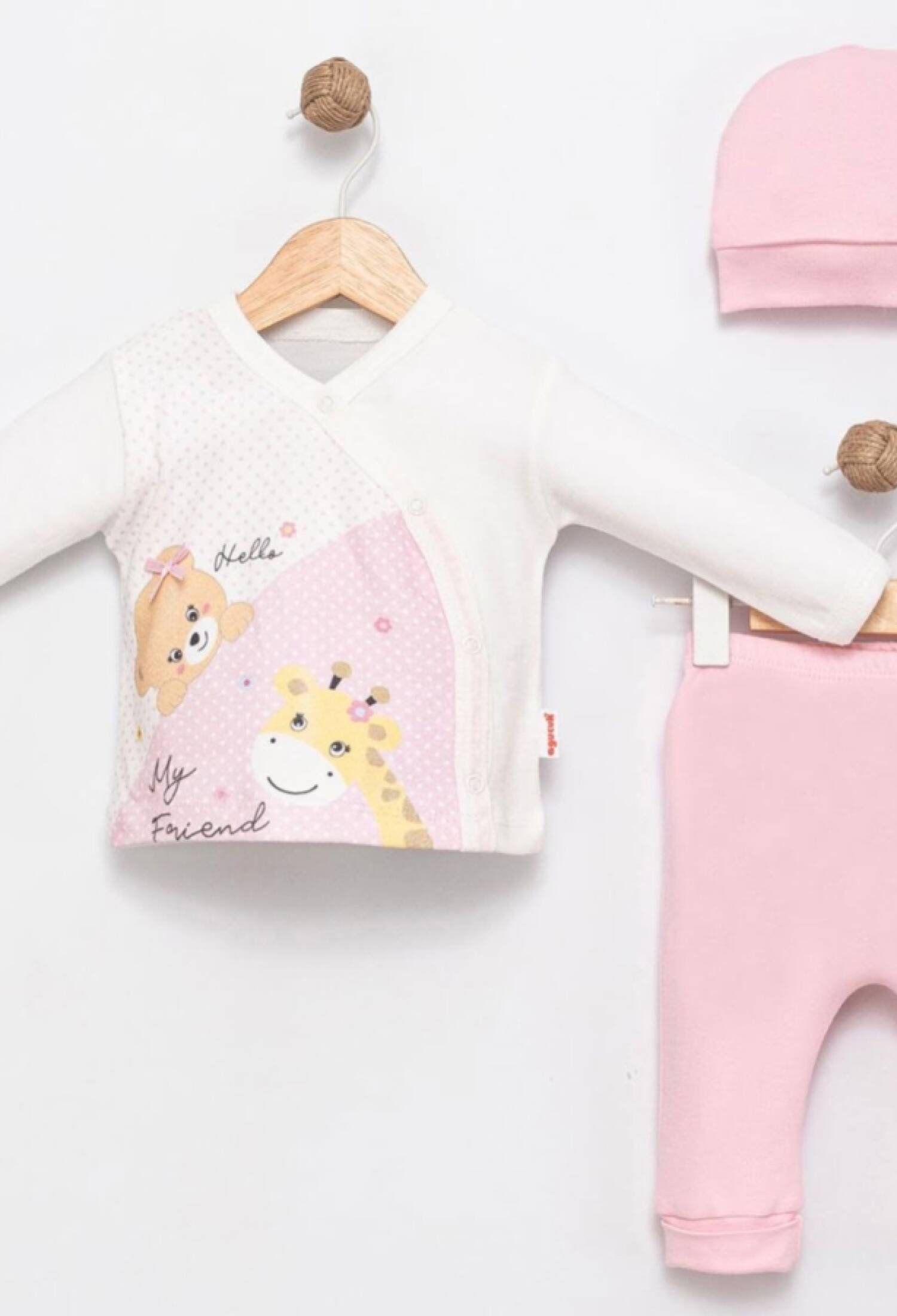 Şapkalı My Friend Baskılı Kız Bebe Takım - Brand: AGUCUK - Kids & Bby Clothes From Peralane Kids Turkey