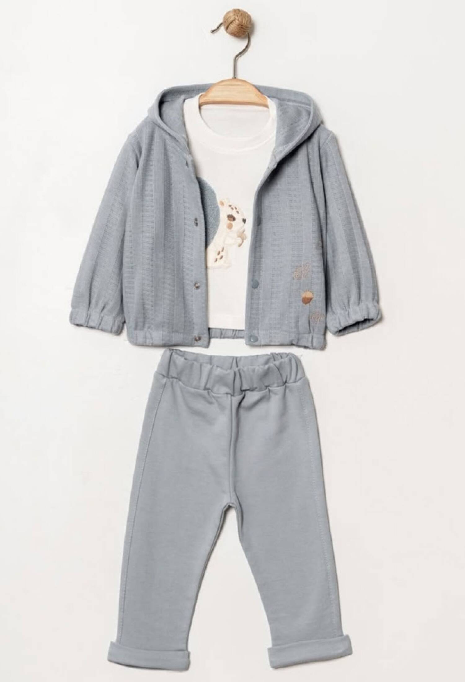 Sincap Nakışlı Ceketli Üçlü Erkek Bebe Takım - Brand: ELCİ BABY - Kids & Bby Clothes From Peralane Kids Turkey