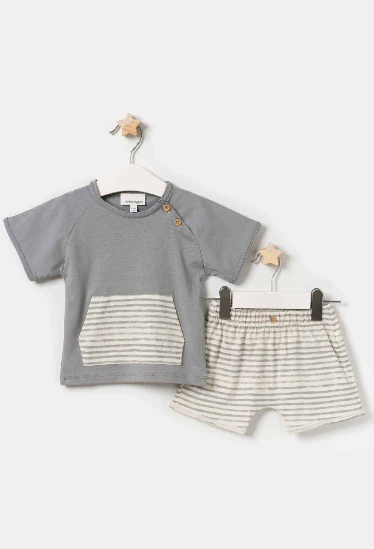 Striped T-Shirt and Shorts Baby Boy Two-Piece Set (6/9–18/24 Months) - 25213 - Brand: Miniloox - Kids & Bby Clothes From Peralane Kids Turkey