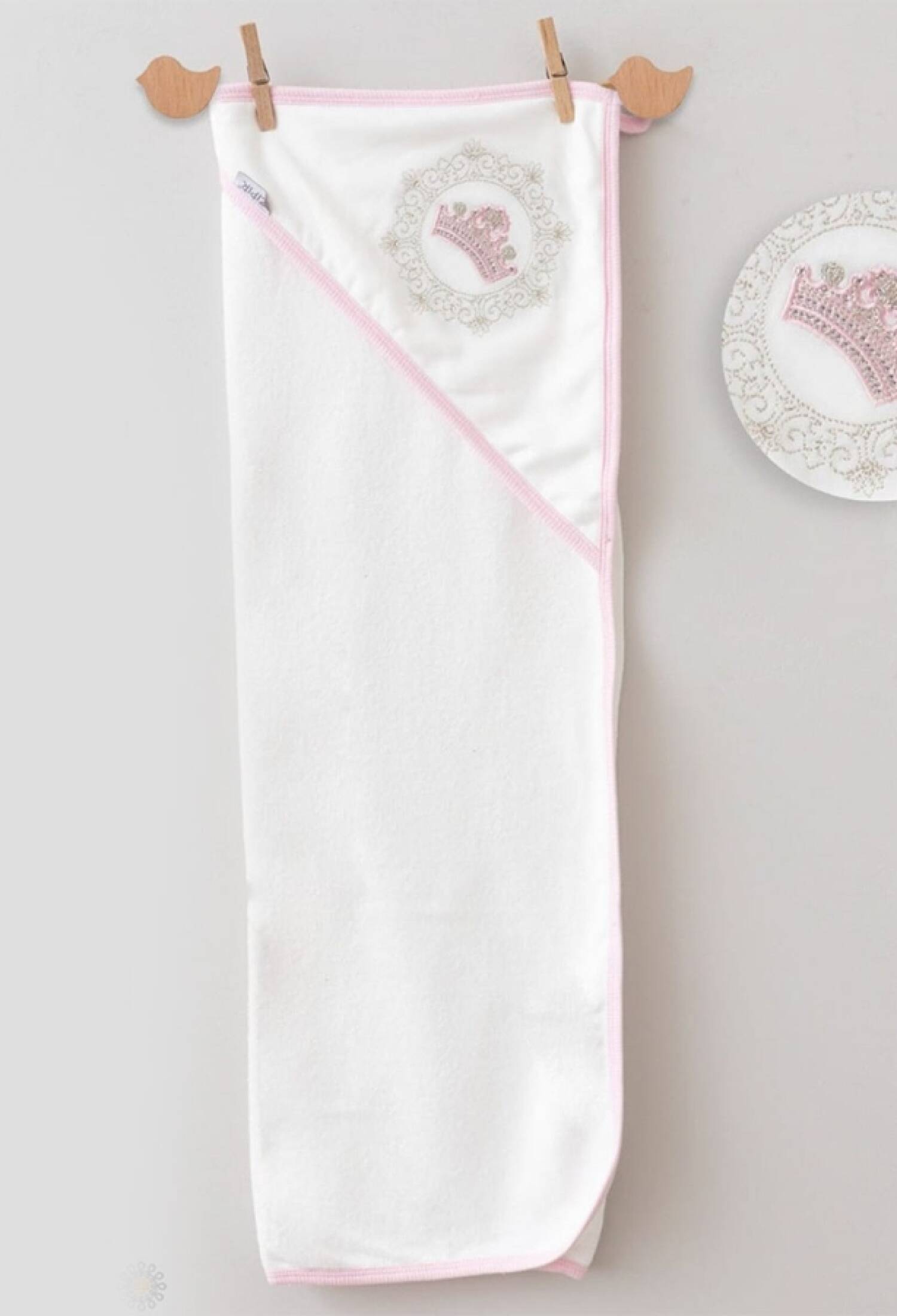 Taç Nakışlı Unisex Bebe Havlu 80x85 cm - Brand: ZIPIR - Kids & Bby Clothes From Peralane Kids Turkey