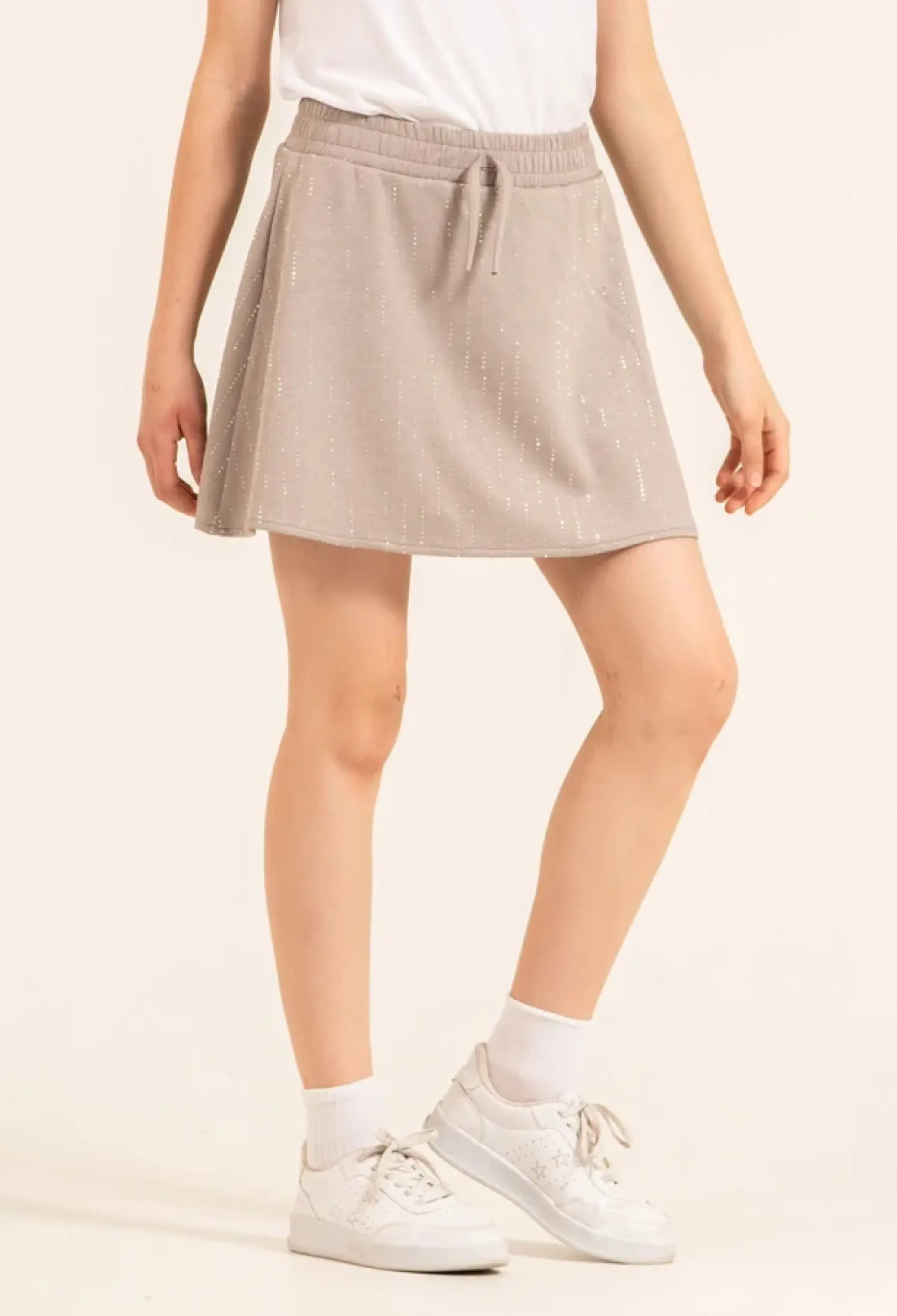 Girl with Rhinestone Short Skirt