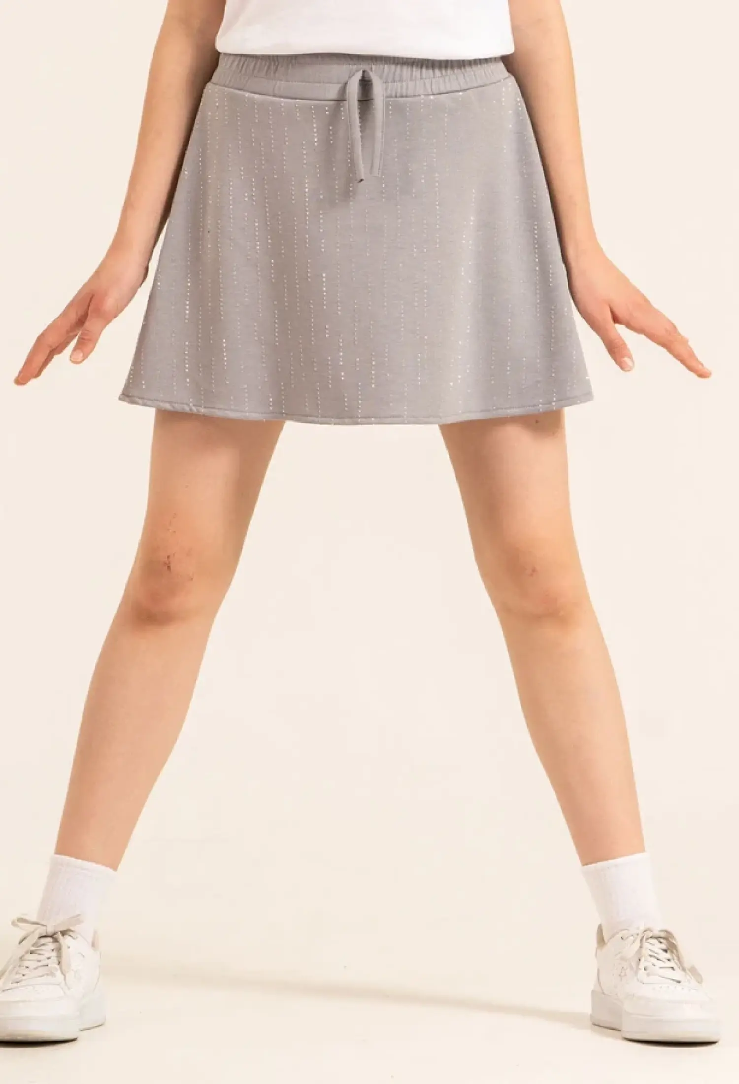 Girl with Rhinestone Short Skirt