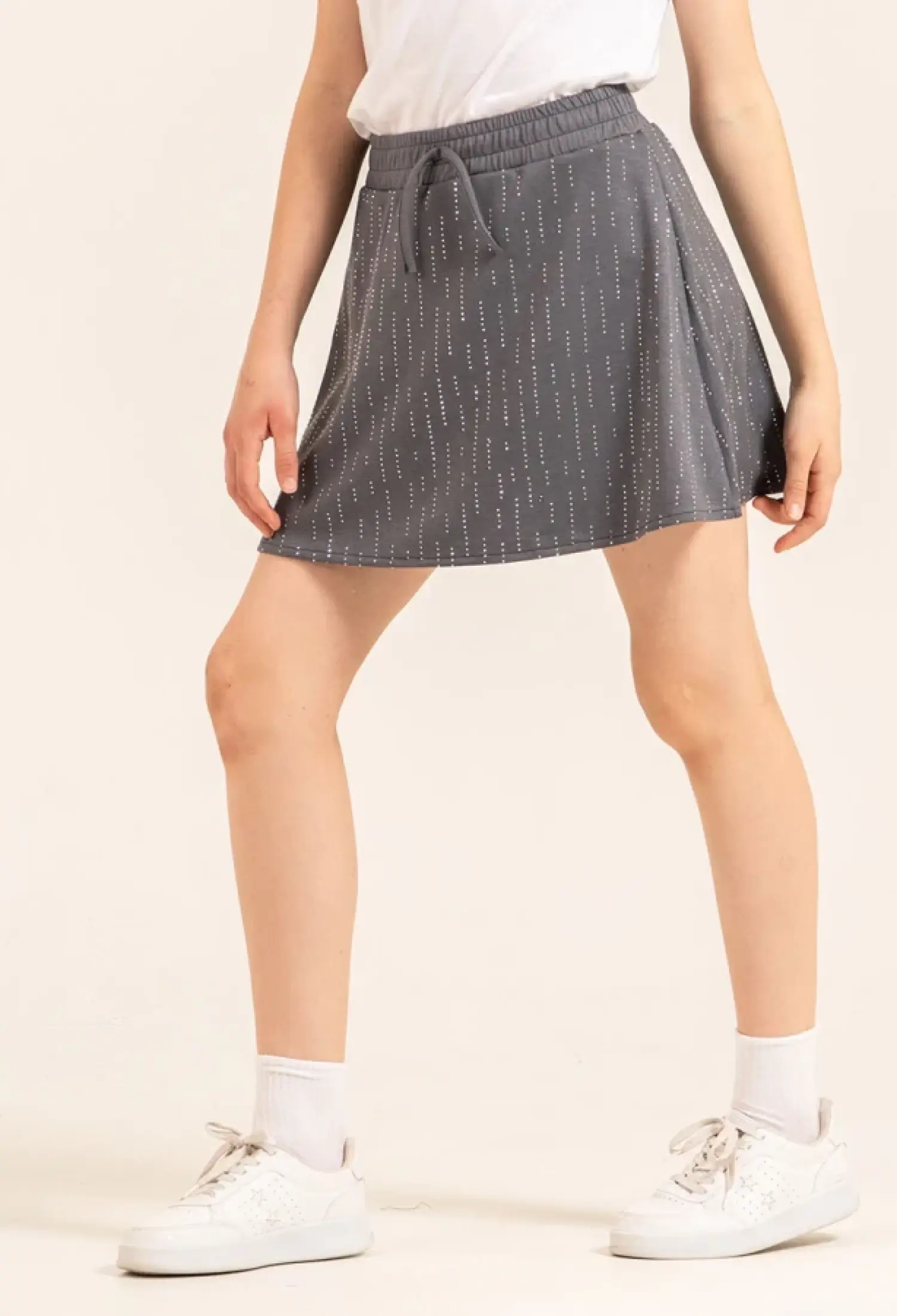 Girl with Rhinestone Short Skirt