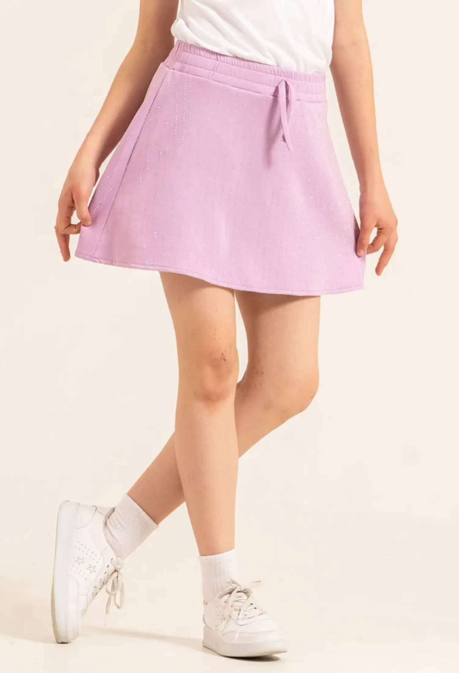 Girl with Rhinestone Short Skirt