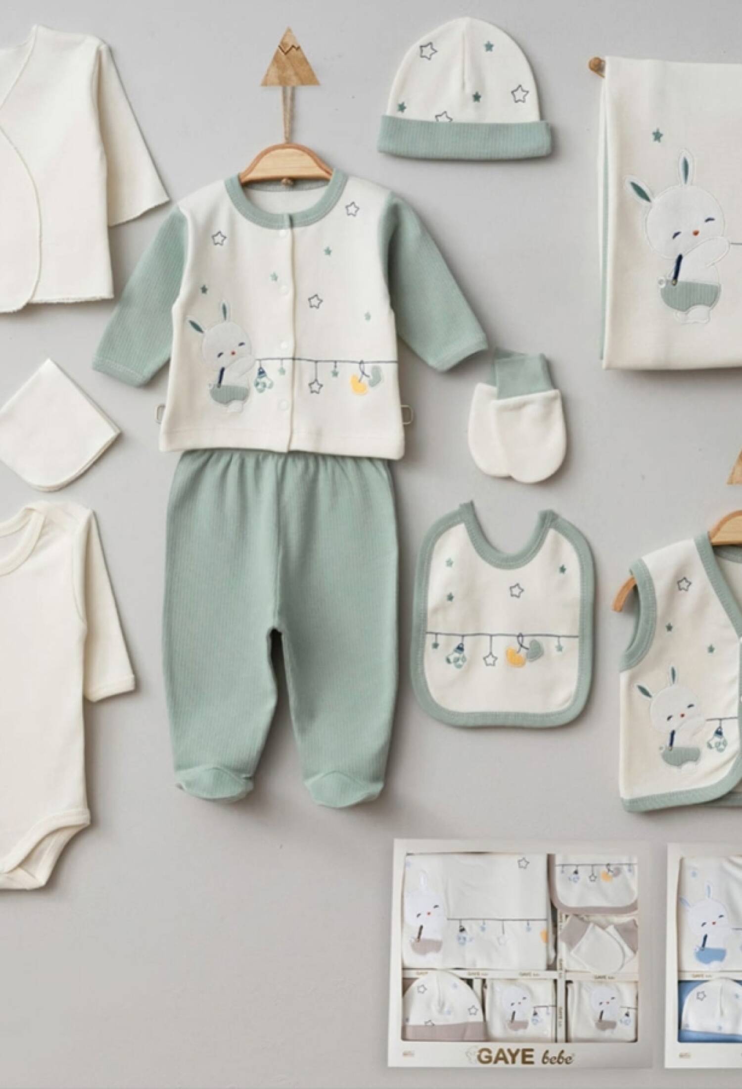Rabbit Embroidered 10-Piece Hospital Discharge Bodysuit Set